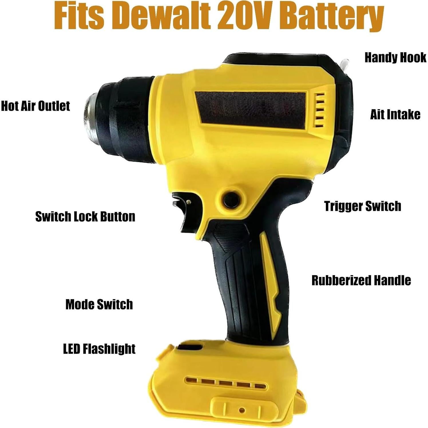 Pistola de Calor Inalámbrica Dewalt 20V 300W 1022°F 4 Boquillas