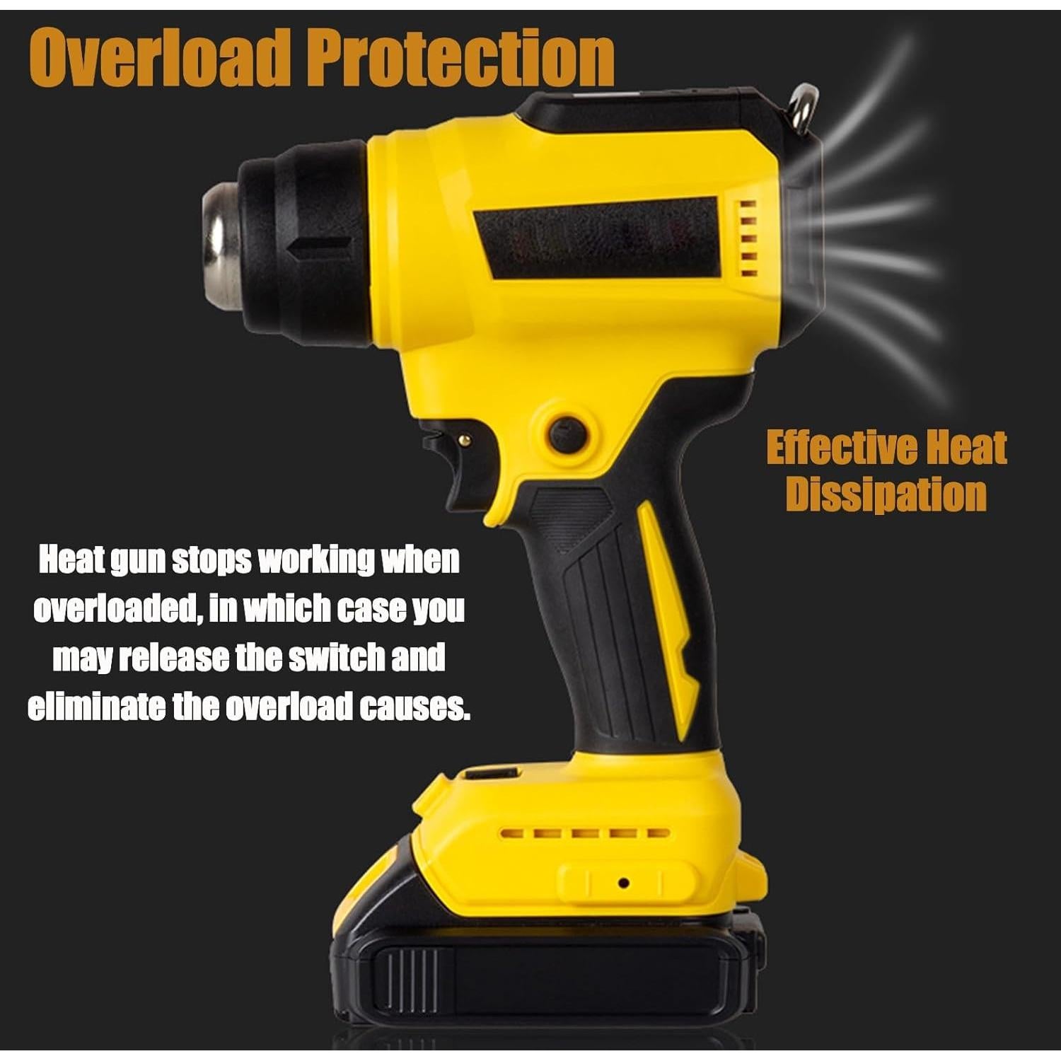 Pistola de Calor Inalámbrica Dewalt 20V 300W 1022°F 4 Boquillas