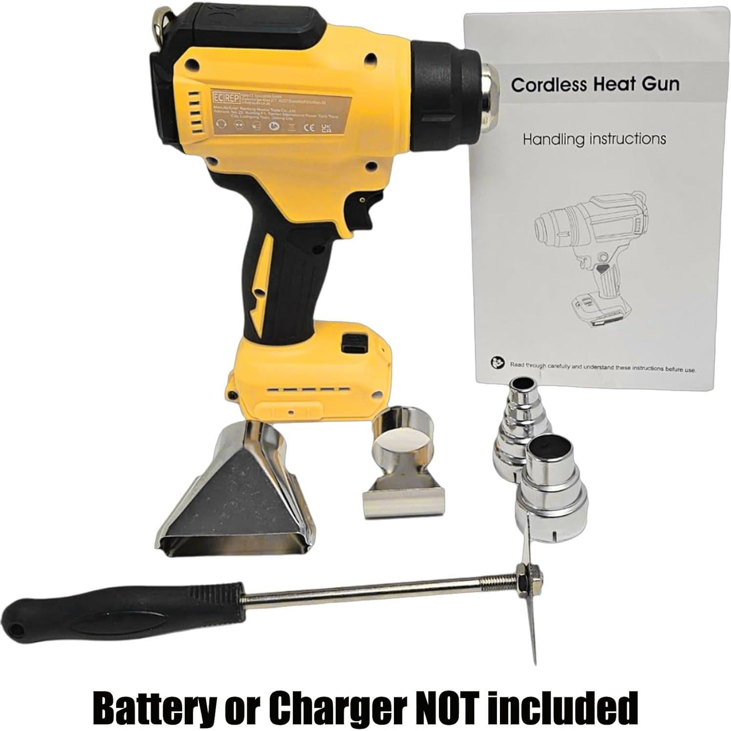 Pistola de Calor Inalámbrica Dewalt 20V 300W 1022°F 4 Boquillas