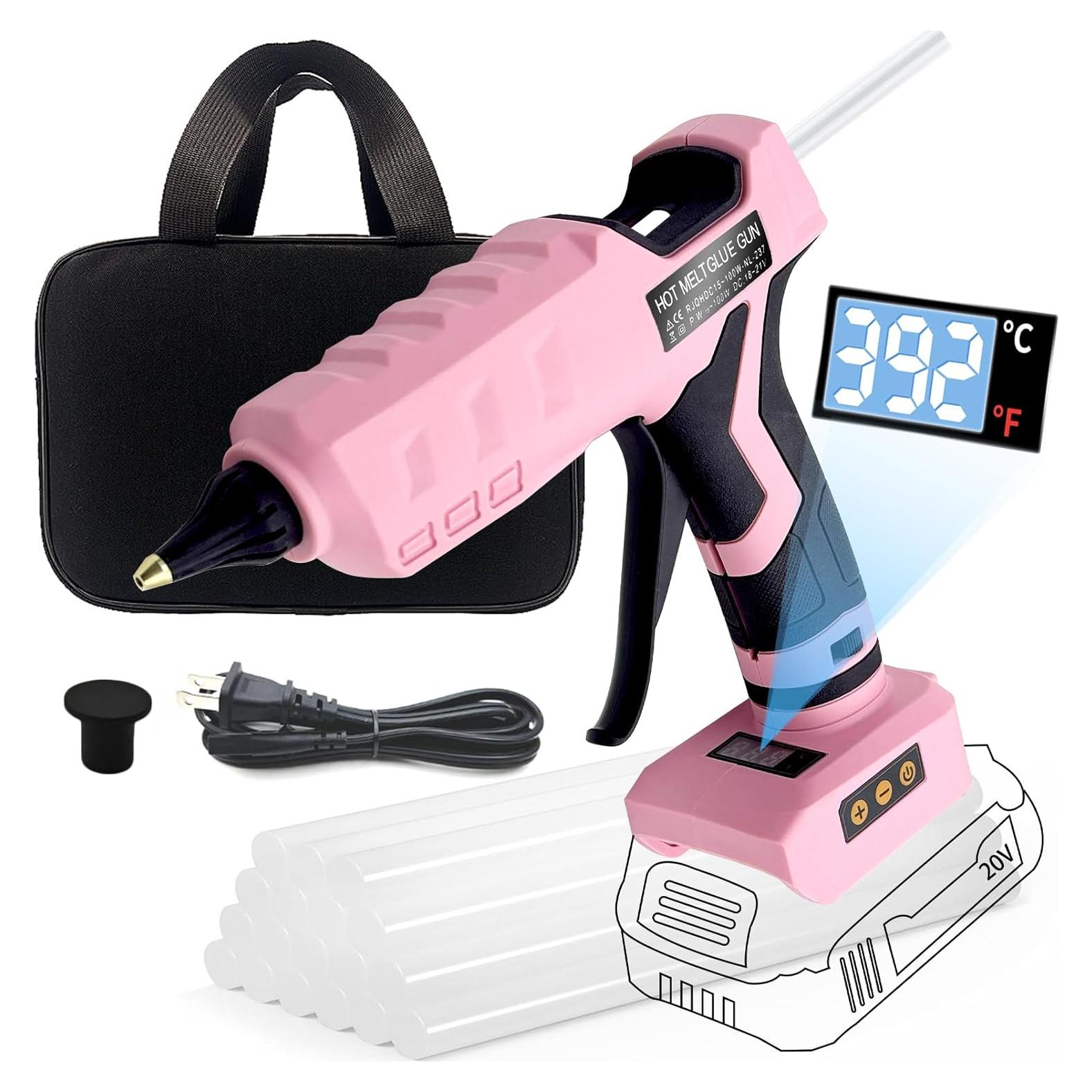 Pistola de Pegamento Caliente Inalámbrica Liumai 100W Rosa