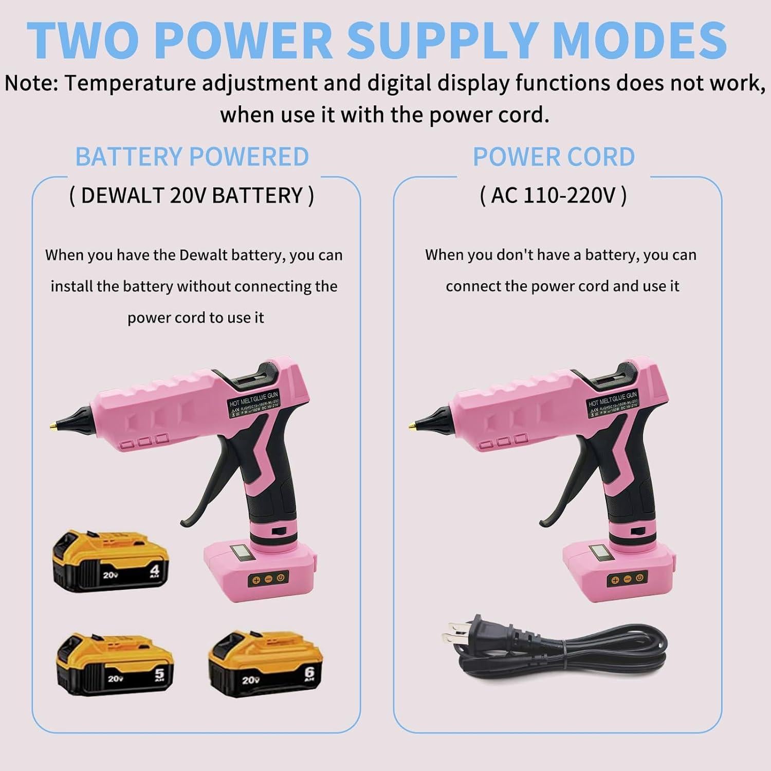 Pistola de Pegamento Caliente Inalámbrica Liumai 100W Rosa
