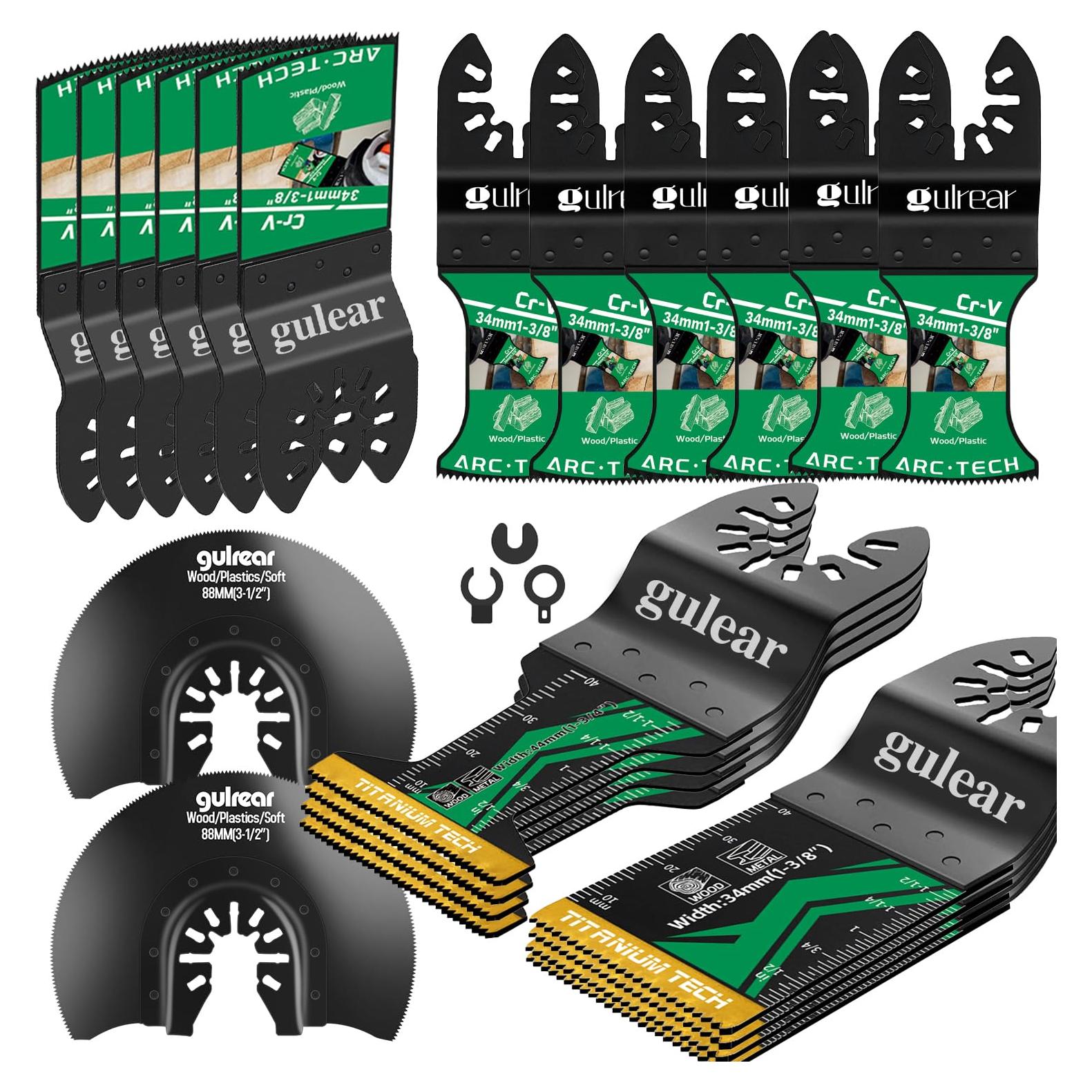 Kit de 25 Hojas de Sierra Oscilante Gulrear - Titanio, Universal