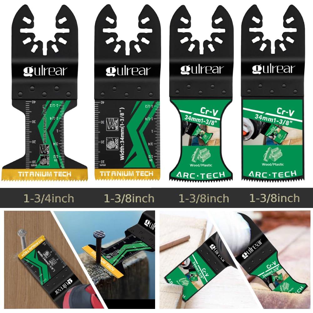 Kit de 25 Hojas de Sierra Oscilante Gulrear - Titanio, Universal