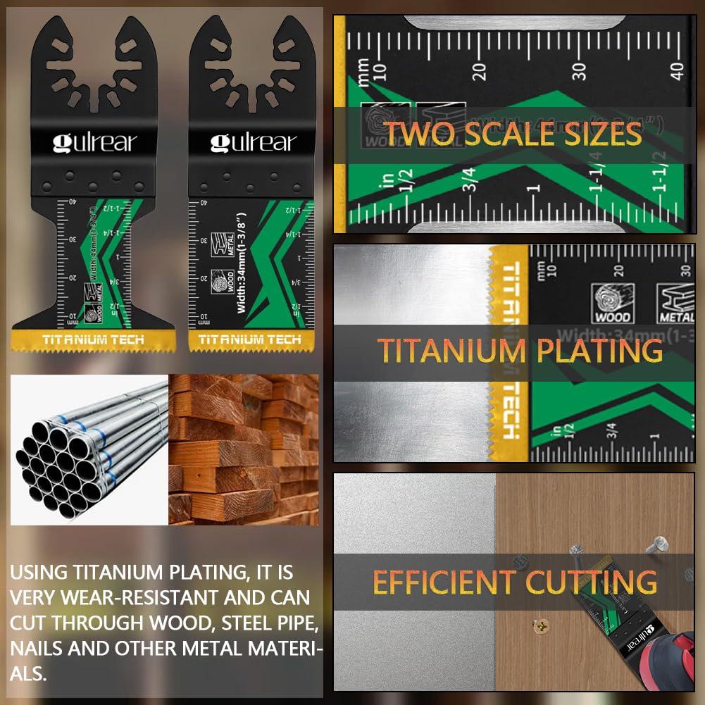 Kit de 25 Hojas de Sierra Oscilante Gulrear - Titanio, Universal