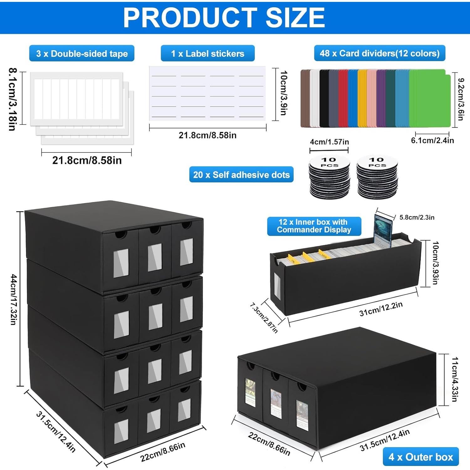 Caja de Almacenamiento de Cartas Trading BILIPLE 12000+ con 48 Divisores