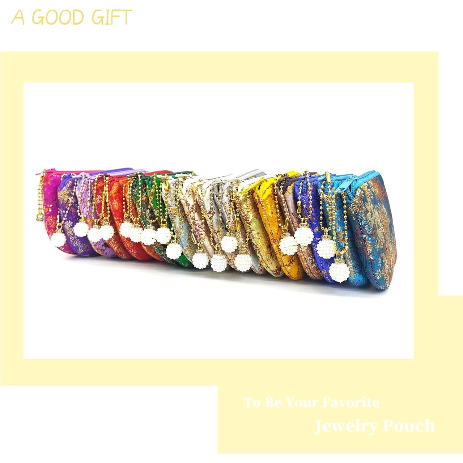 Bolsa de Joyería Hecha a Mano Beige Golden Amy 12.2x8.6 cm