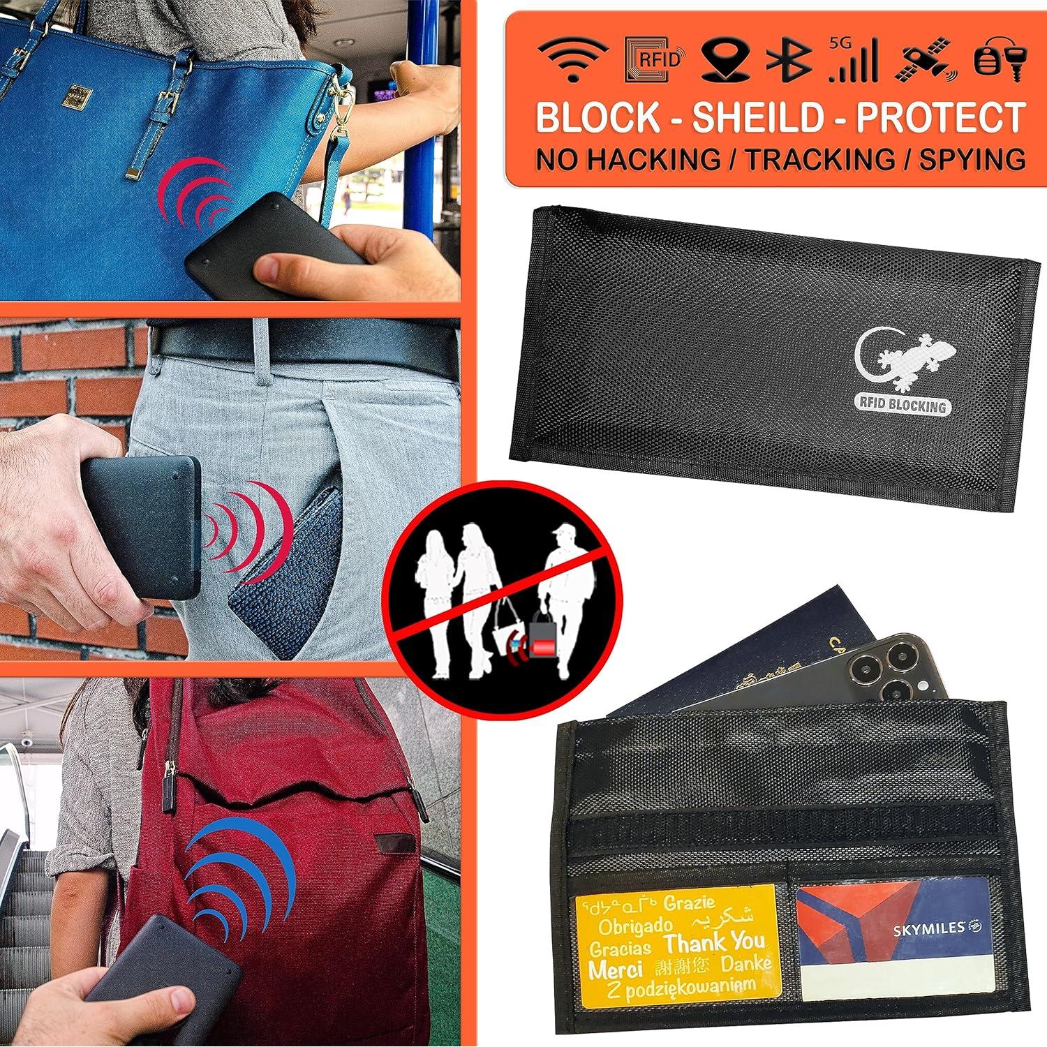 Bolsa Faraday RFID Gecko Travel Tech - Protección Nylon 20.8cm