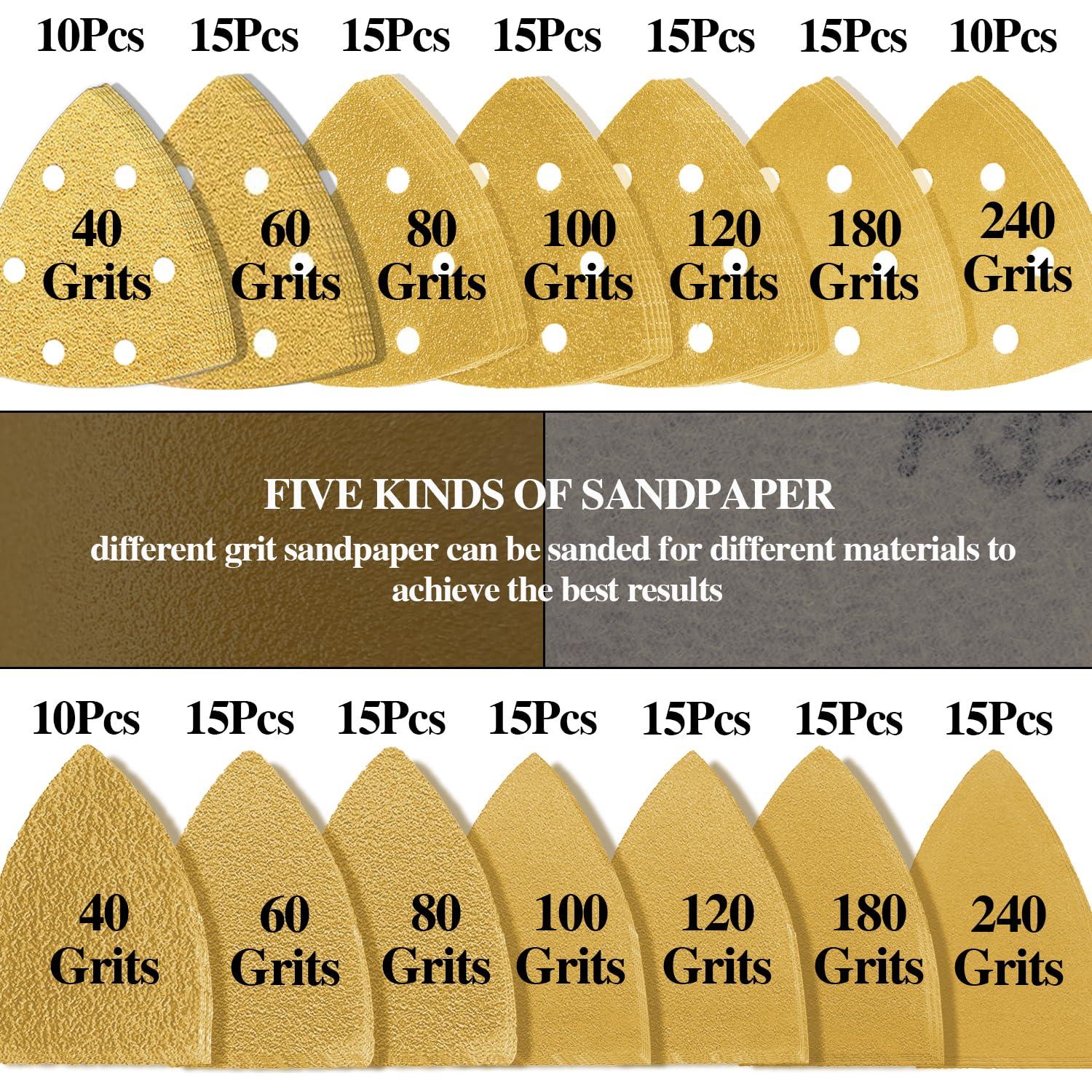 196 Piezas Lijas Triángulo y Dedo Aozzy para Herramienta Oscilante