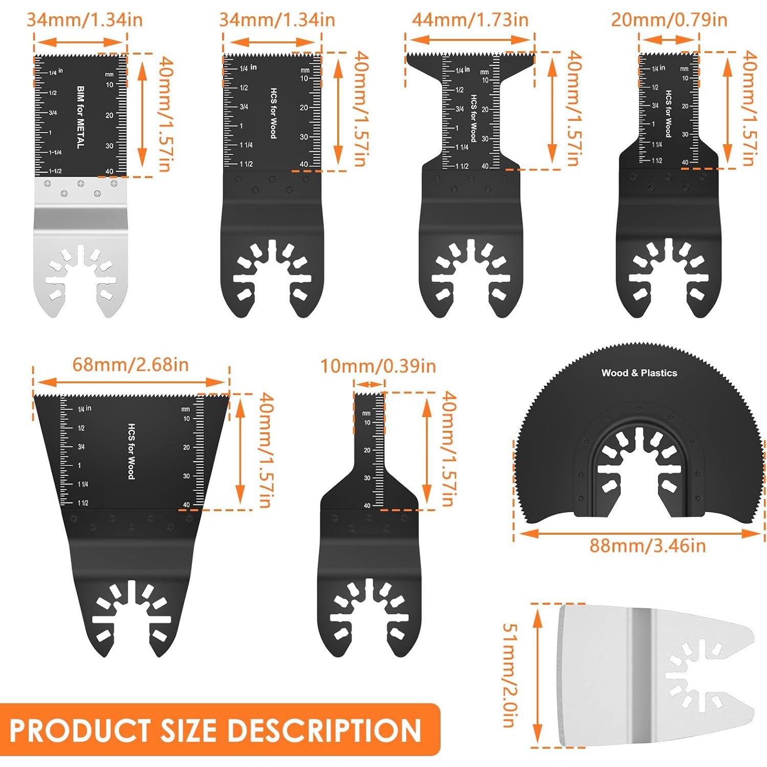 Juego de 8 Cuchillas para Sierra Oscilante Abizarch - Acero Inoxidable
