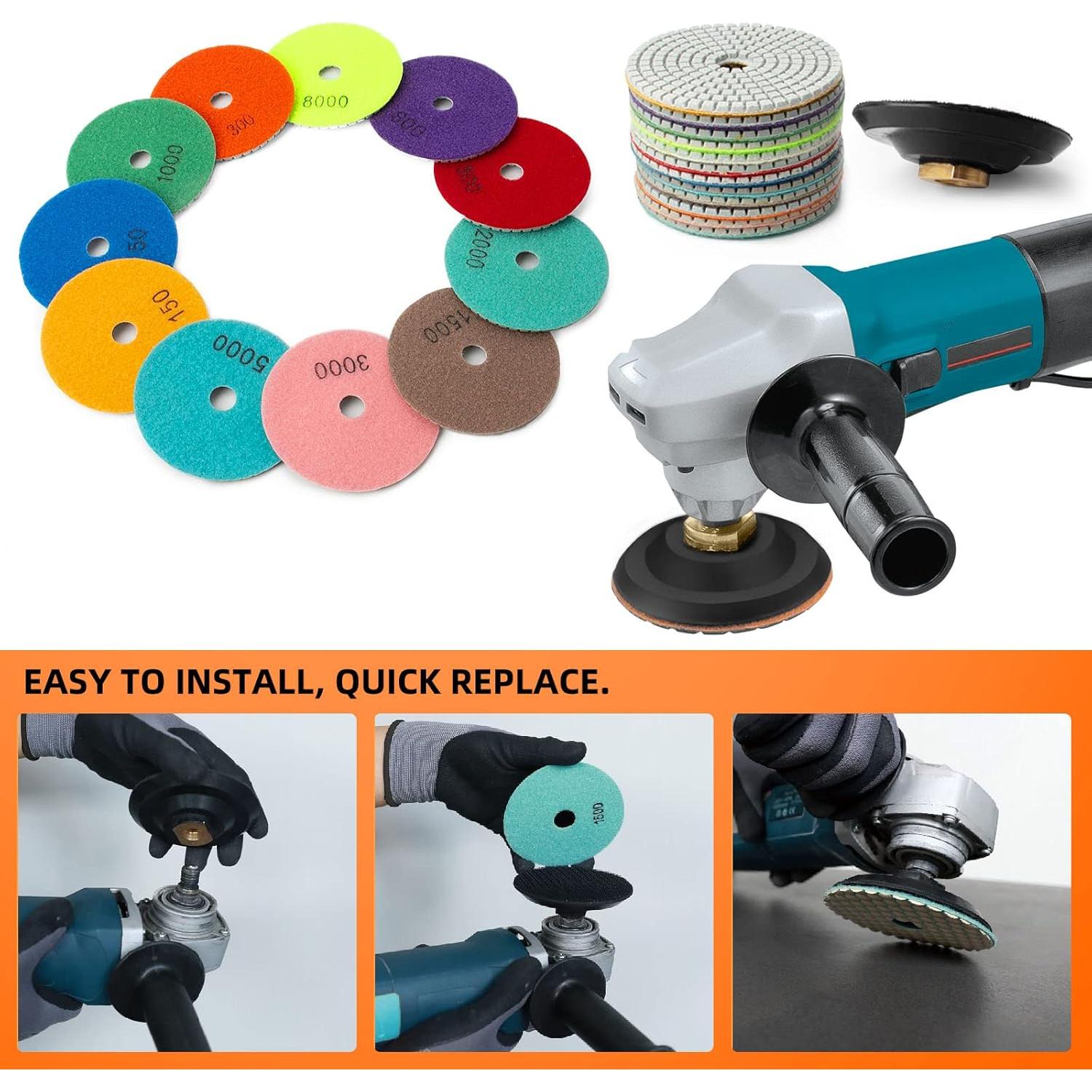 Kit de Almohadillas de Pulido AxPower 13 Piezas 4" Grit 50-8000