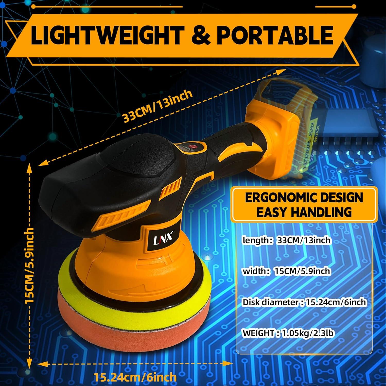 Pulidora a Batería Dewalt 20V 6" 8 Velocidades Portátil