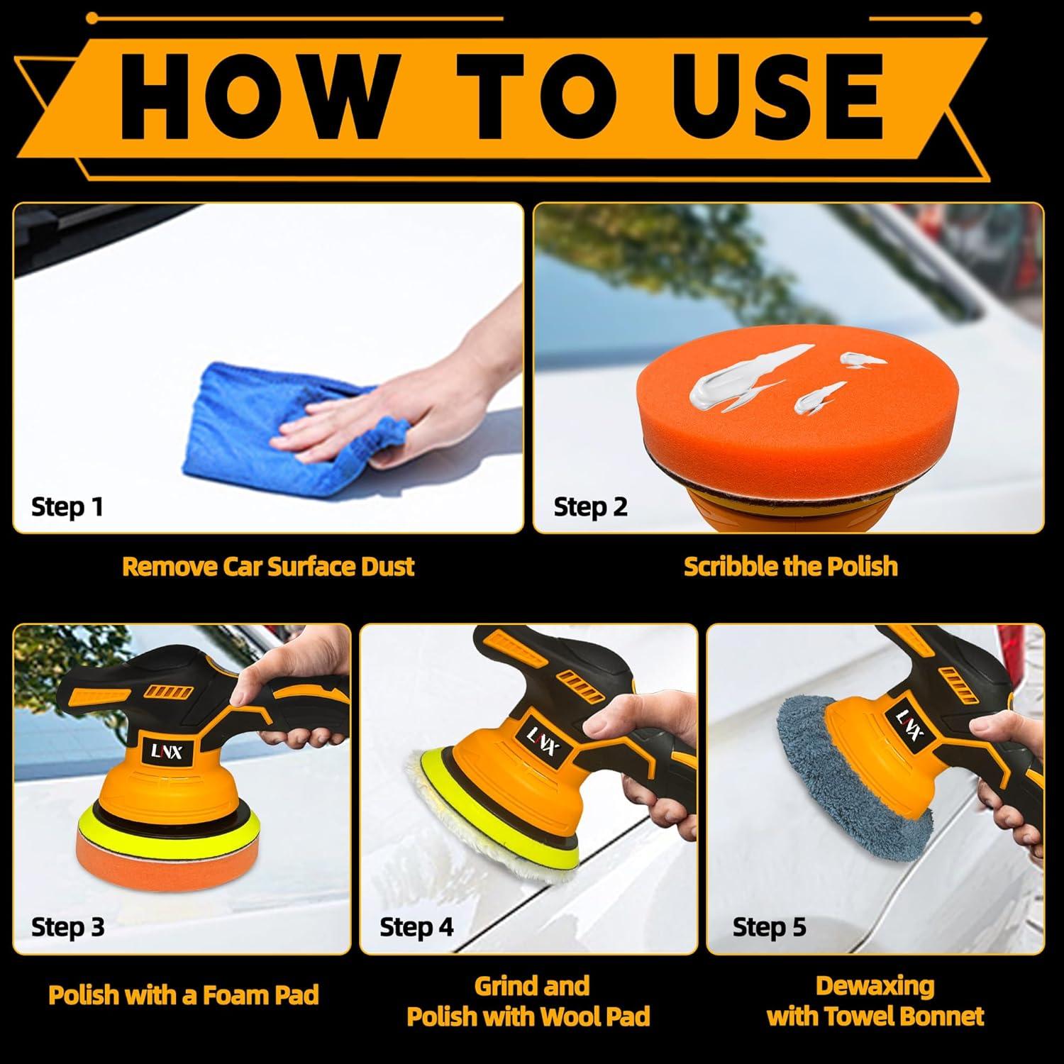 Pulidora a Batería Dewalt 20V 6" 8 Velocidades Portátil