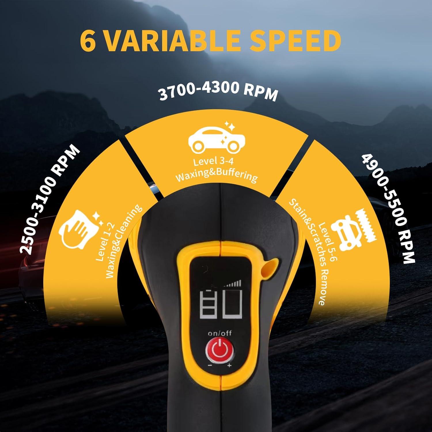 Pulidora Inalámbrica Alrigon 20V para Coche 6'' 6800 RPM