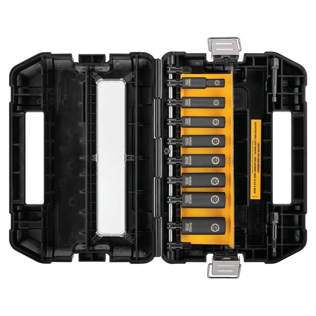 Juego de Enchufes de Impacto DEWALT DW22838, 10 Piezas, 9 Tamaños