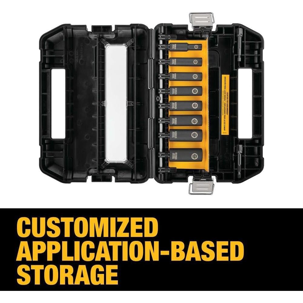 Juego de Enchufes de Impacto DEWALT DW22838, 10 Piezas, 9 Tamaños