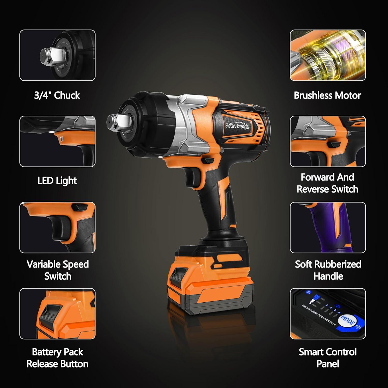 Llave de impacto inalámbrica DeWalt 20V MAX 3/4" 2000N.m