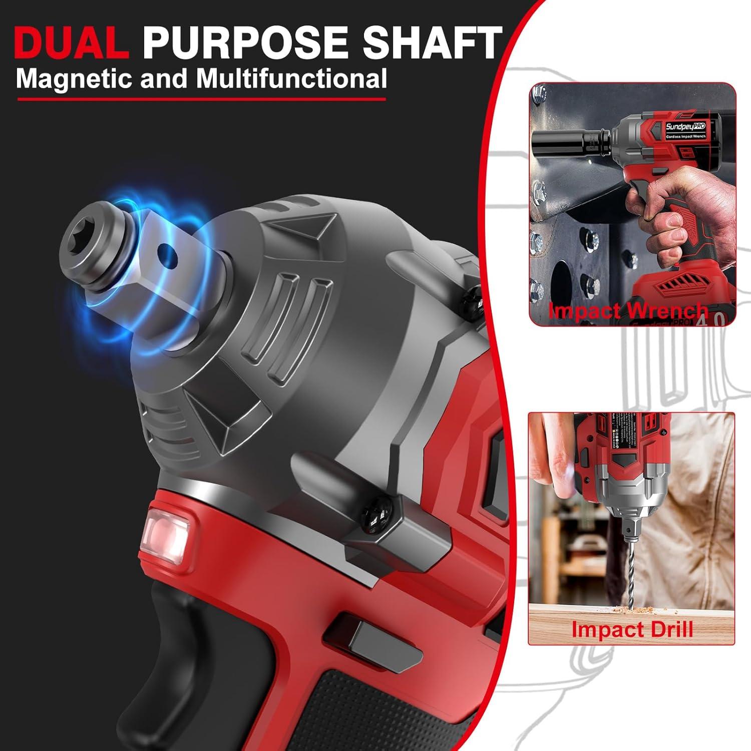 Llave de impacto inalámbrica SundpeyPRO 800N·m 21V con 2 baterías