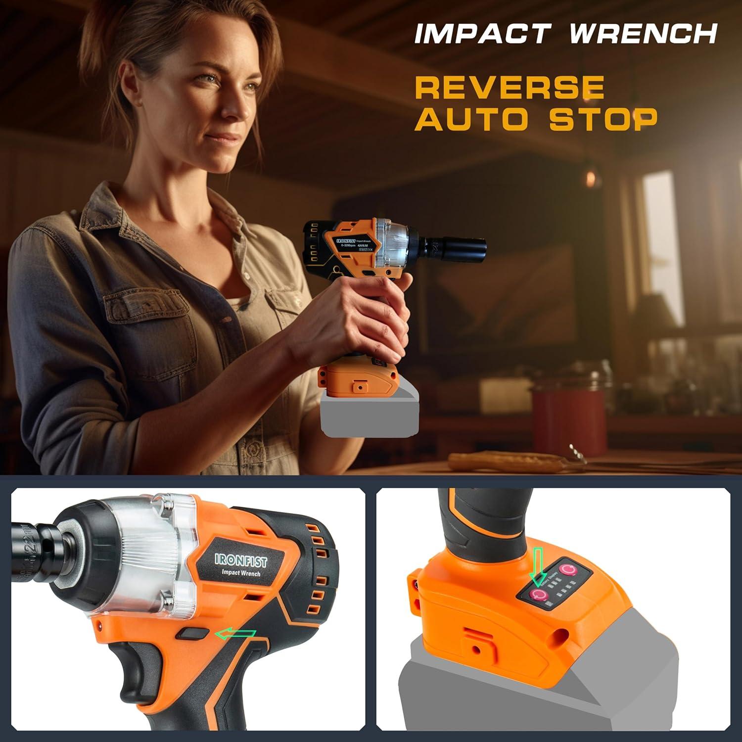 Llave de Impacto Inalámbrica IRONFIST 20V 420Nm 2 en 1