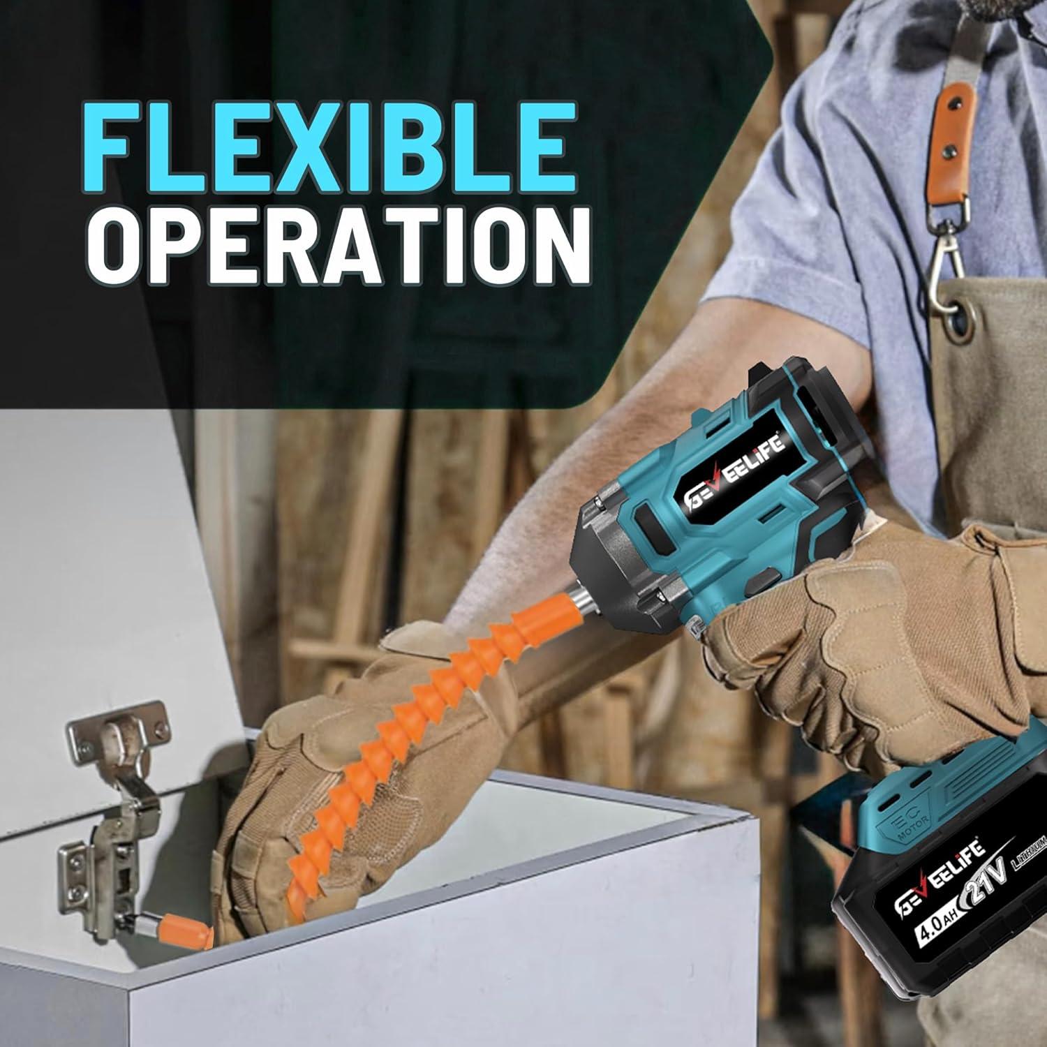 Llave de Impacto Sin Cable GEVEELIFE 450N.m 1/2" 4.0Ah