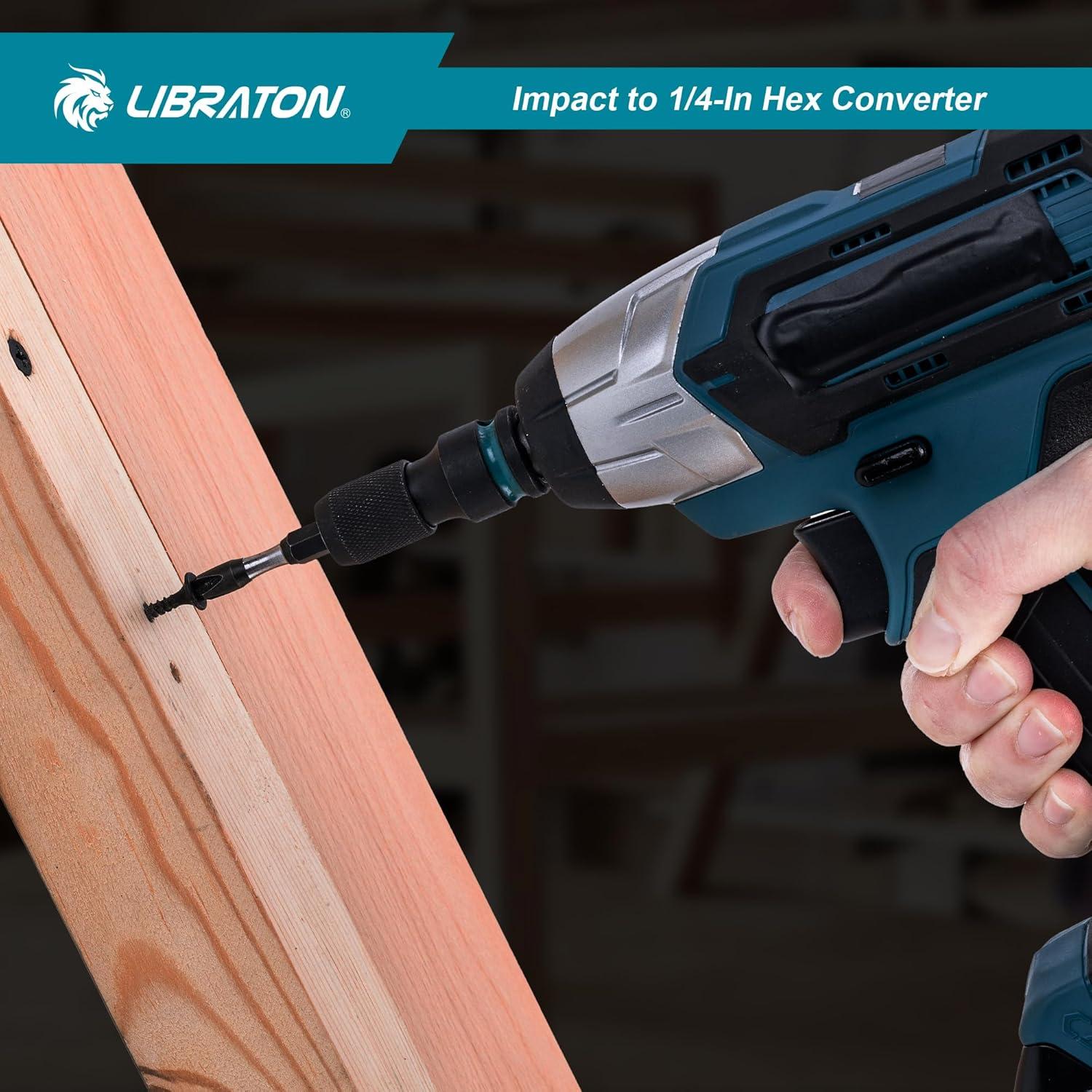 Adaptador Hexagonal 1/4 LIBRATON - 3 Piezas Cuadrado 1/2, 3/8