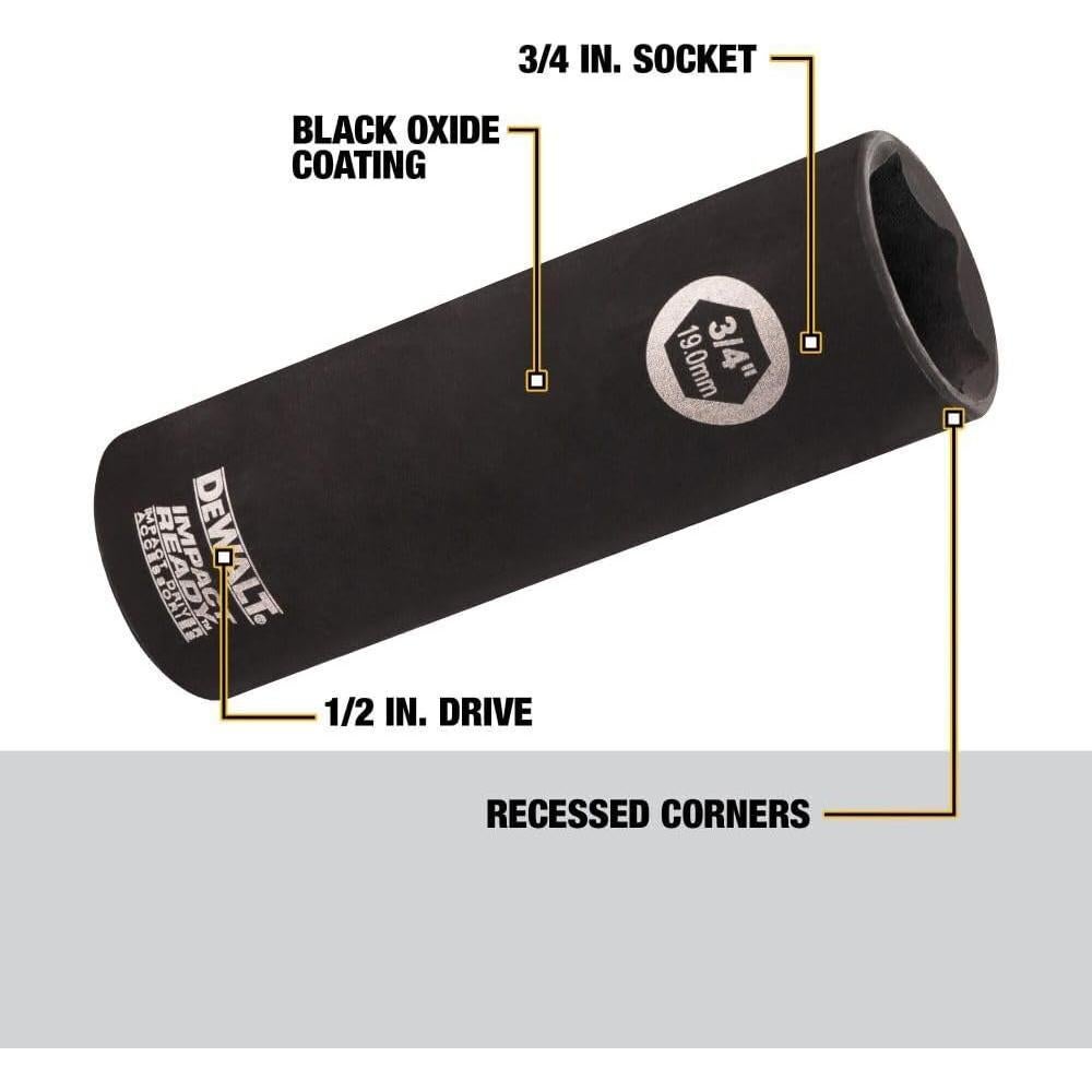 Socket Profundo 3/4" Dewalt DW22902 para Impacto 1/2"