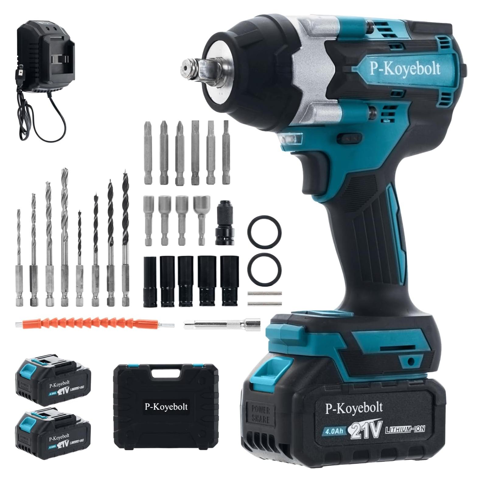 Llave de Impacto Inalámbrica P-Koyebolt 1000N.m 4 Modos 30 Piezas