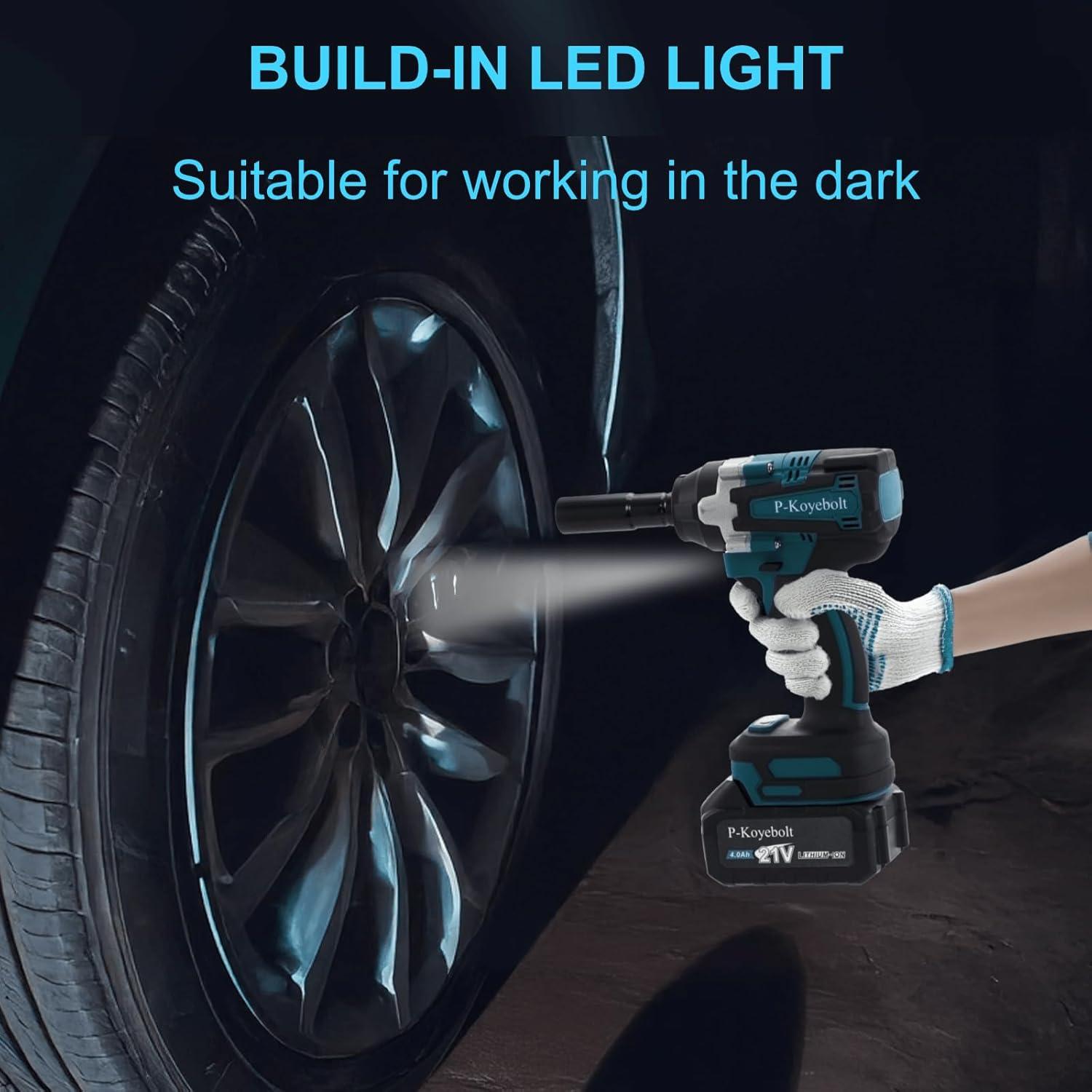 Llave de Impacto Inalámbrica P-Koyebolt 1000N.m 4 Modos 30 Piezas