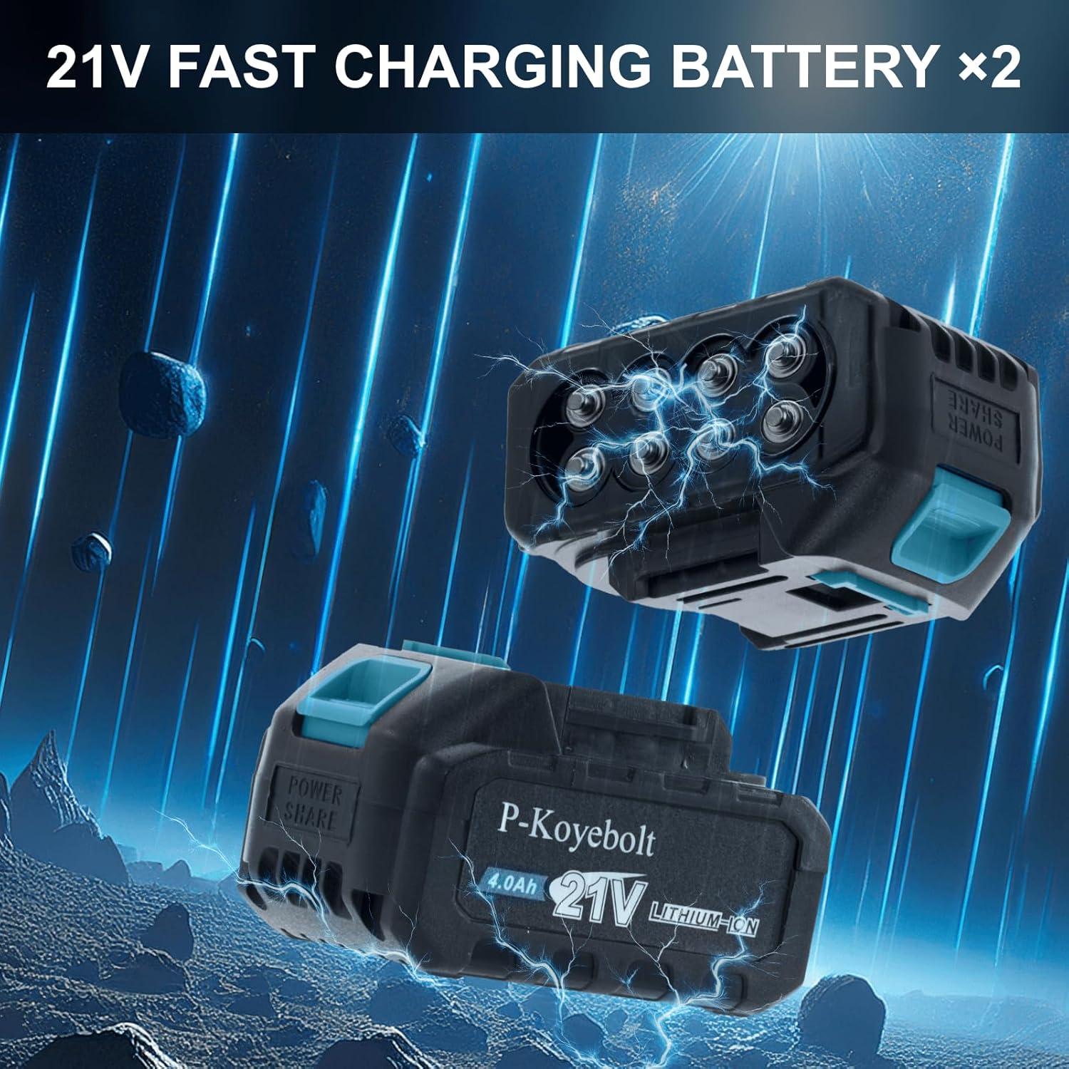 Llave de Impacto Inalámbrica P-Koyebolt 1000N.m 4 Modos 30 Piezas