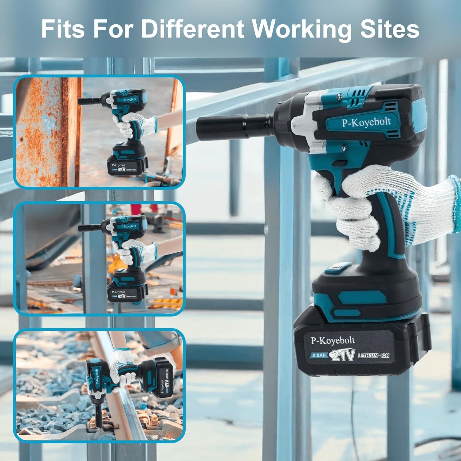 Llave de Impacto Inalámbrica P-Koyebolt 1000N.m 4 Modos 30 Piezas