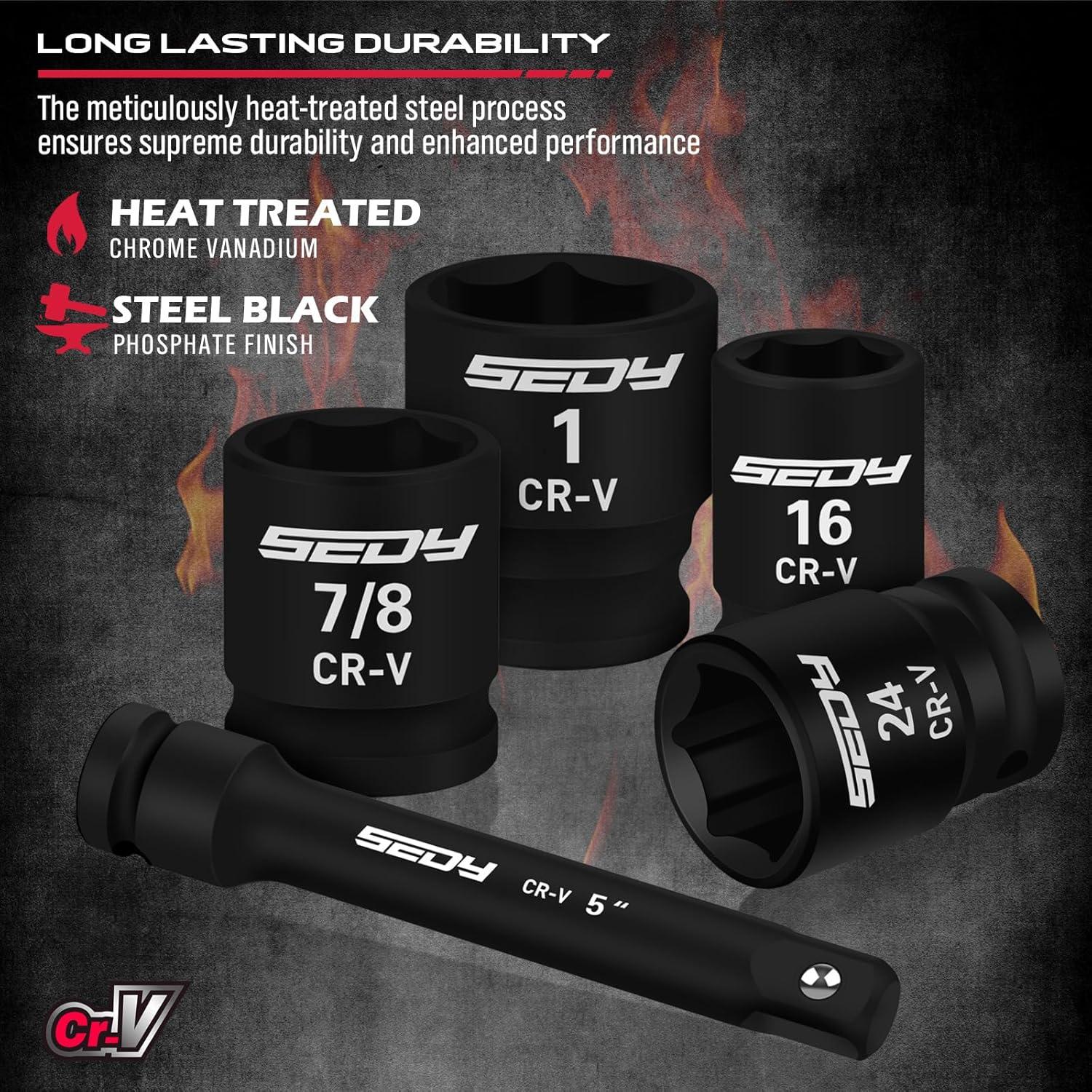 Juego de Llave de Vaso de Impacto SEDY 25 Piezas 1/2"