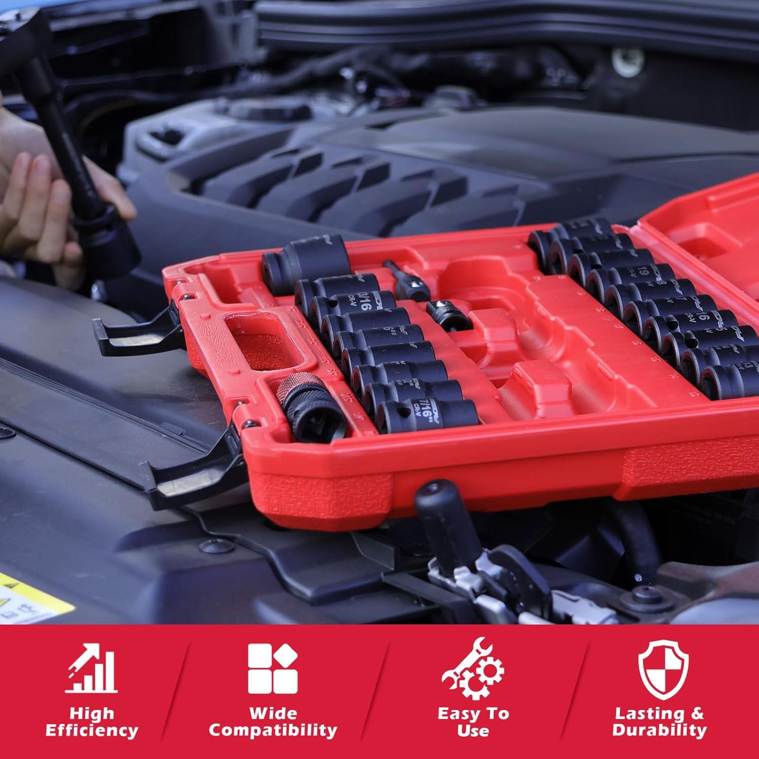 Juego de Llave de Vaso de Impacto SEDY 25 Piezas 1/2"