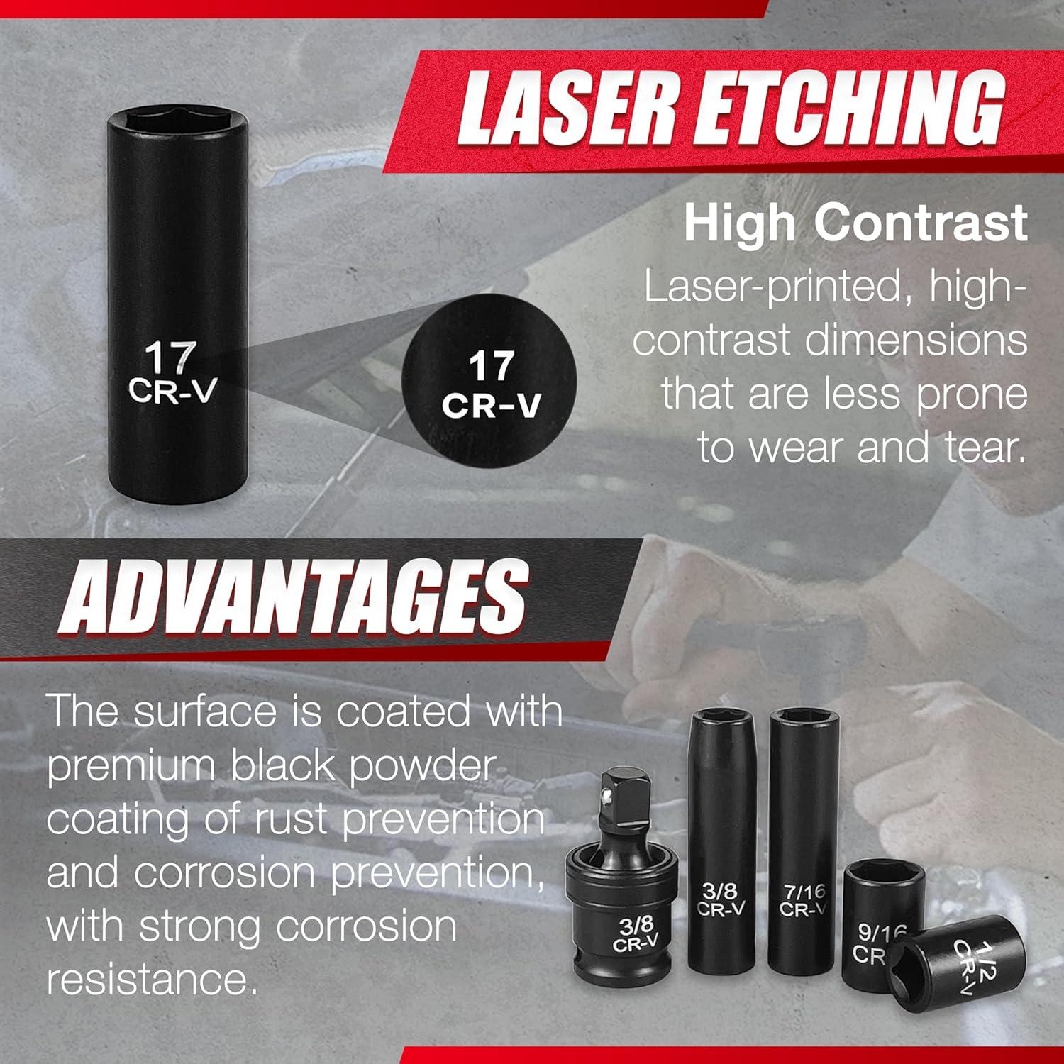 Juego de Enchufes de Impacto 64pcs EACELIY 6-24mm