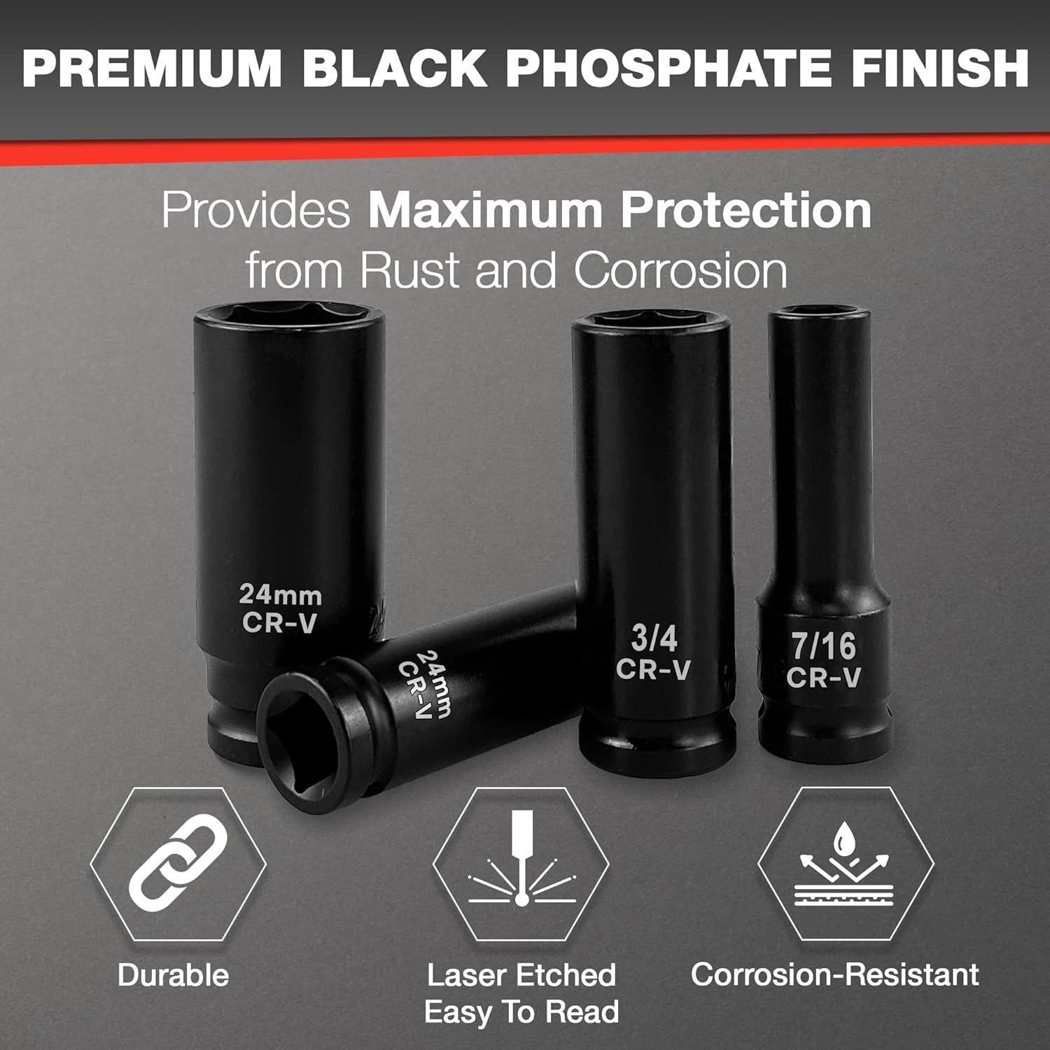 Juego de Enchufes de Impacto Profundo EACELIY 29 Pcs 1/2"