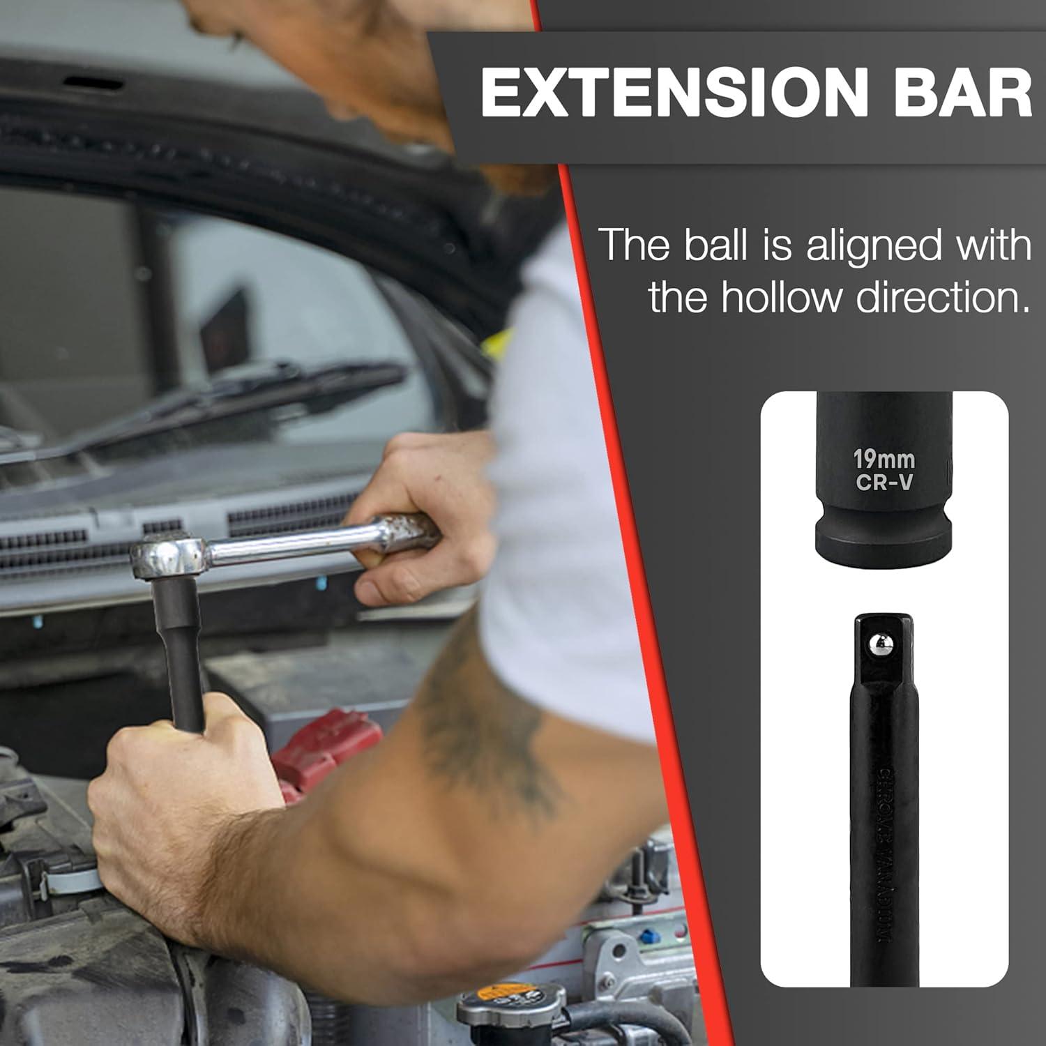 Juego de Enchufes de Impacto Profundo EACELIY 29 Pcs 1/2"