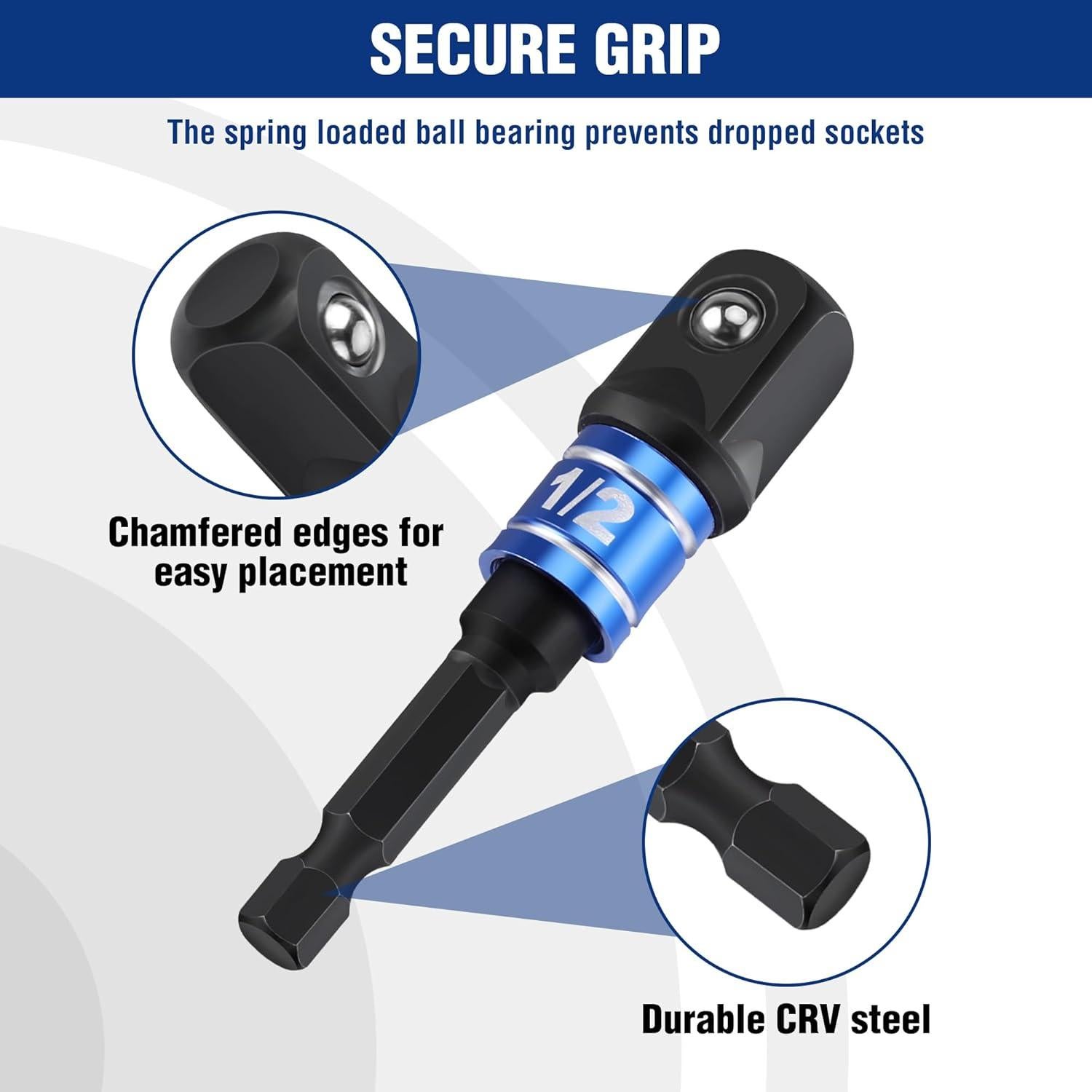 Conjunto de Adaptadores de Enchufe WORKPRO 3PCS 1/4 3/8 1/2 Pulgadas