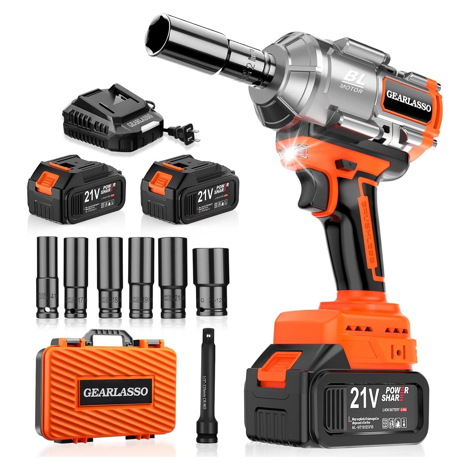 Llave de Impacto Inalámbrica GEARLASSO 1600Nm 2 Baterías 4.0Ah