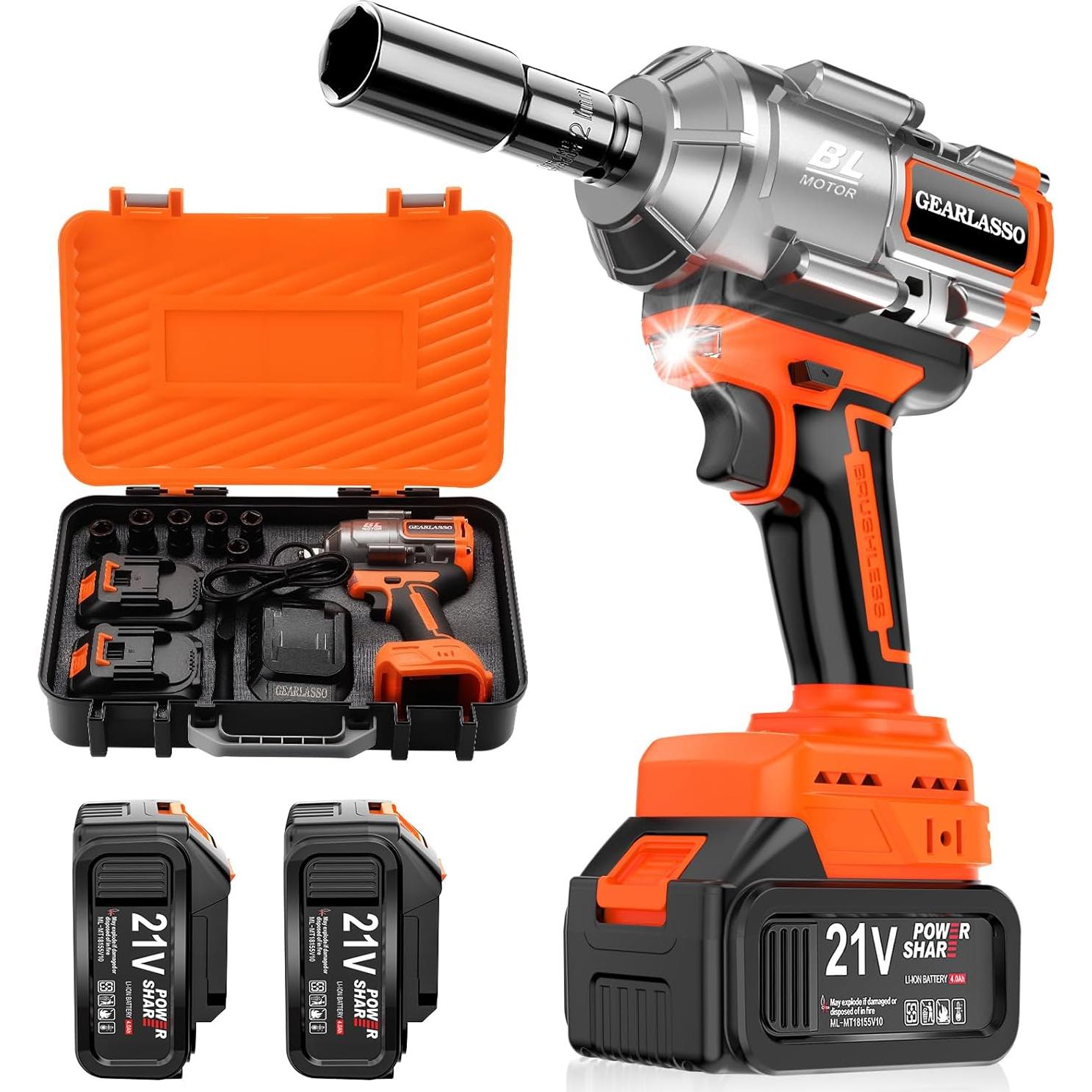 Llave de Impacto Inalámbrica GEARLASSO 1600Nm 2 Baterías 4.0Ah