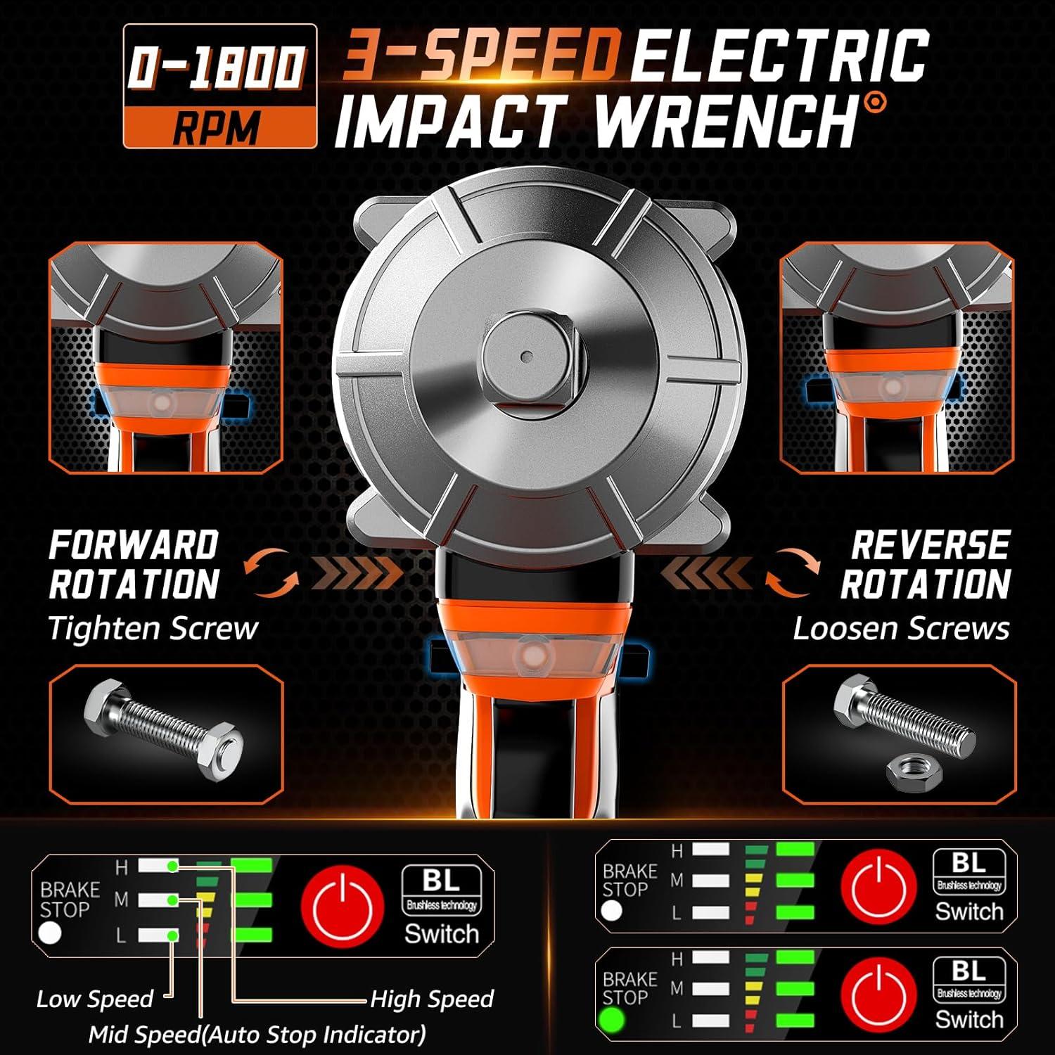 Llave de Impacto Inalámbrica GEARLASSO 1600Nm 2 Baterías 4.0Ah