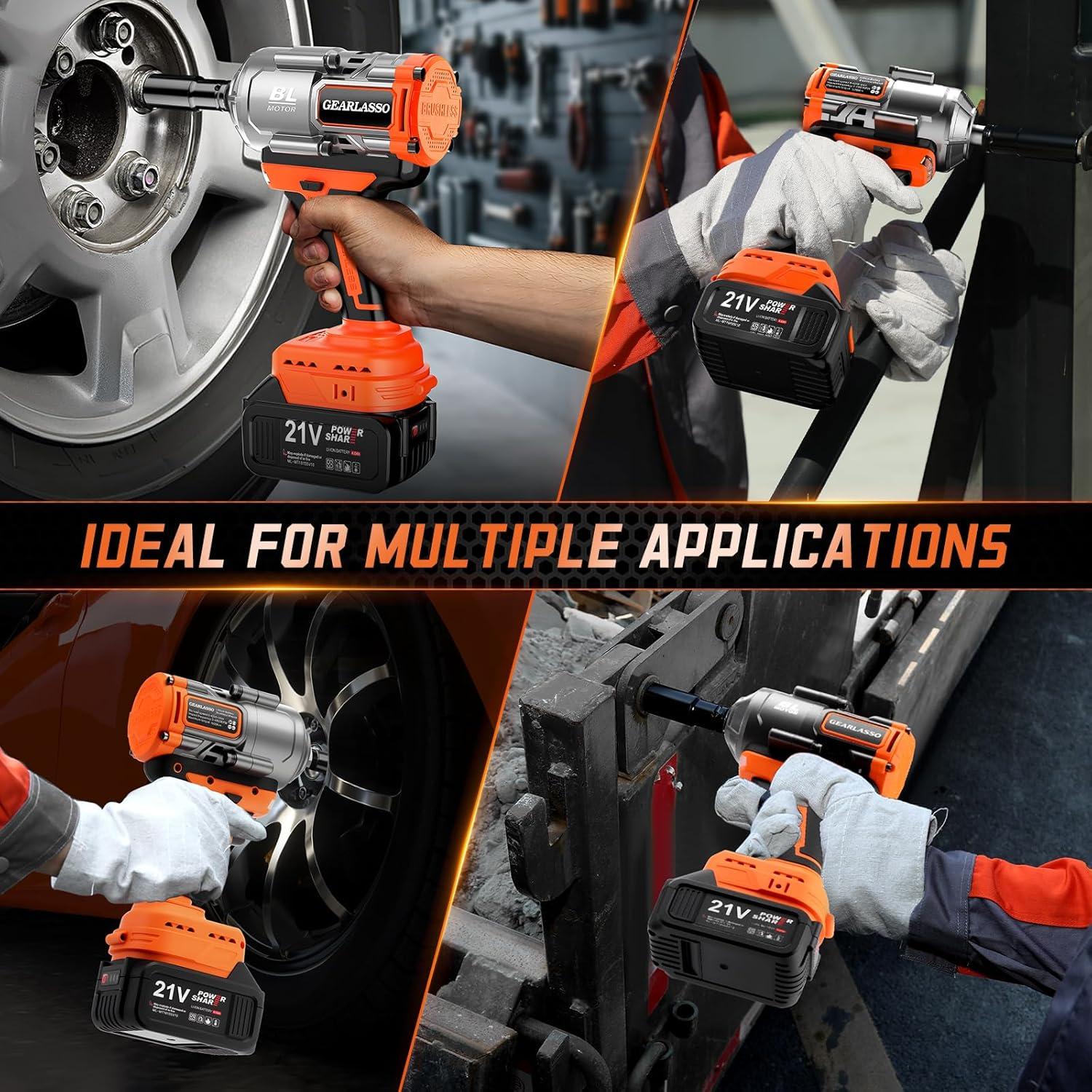 Llave de Impacto Inalámbrica GEARLASSO 1600Nm 2 Baterías 4.0Ah