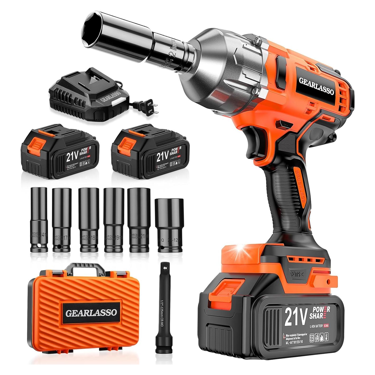 Llave de Impacto Inalámbrica GEARLASSO 1300N.m 21V con Accesorios