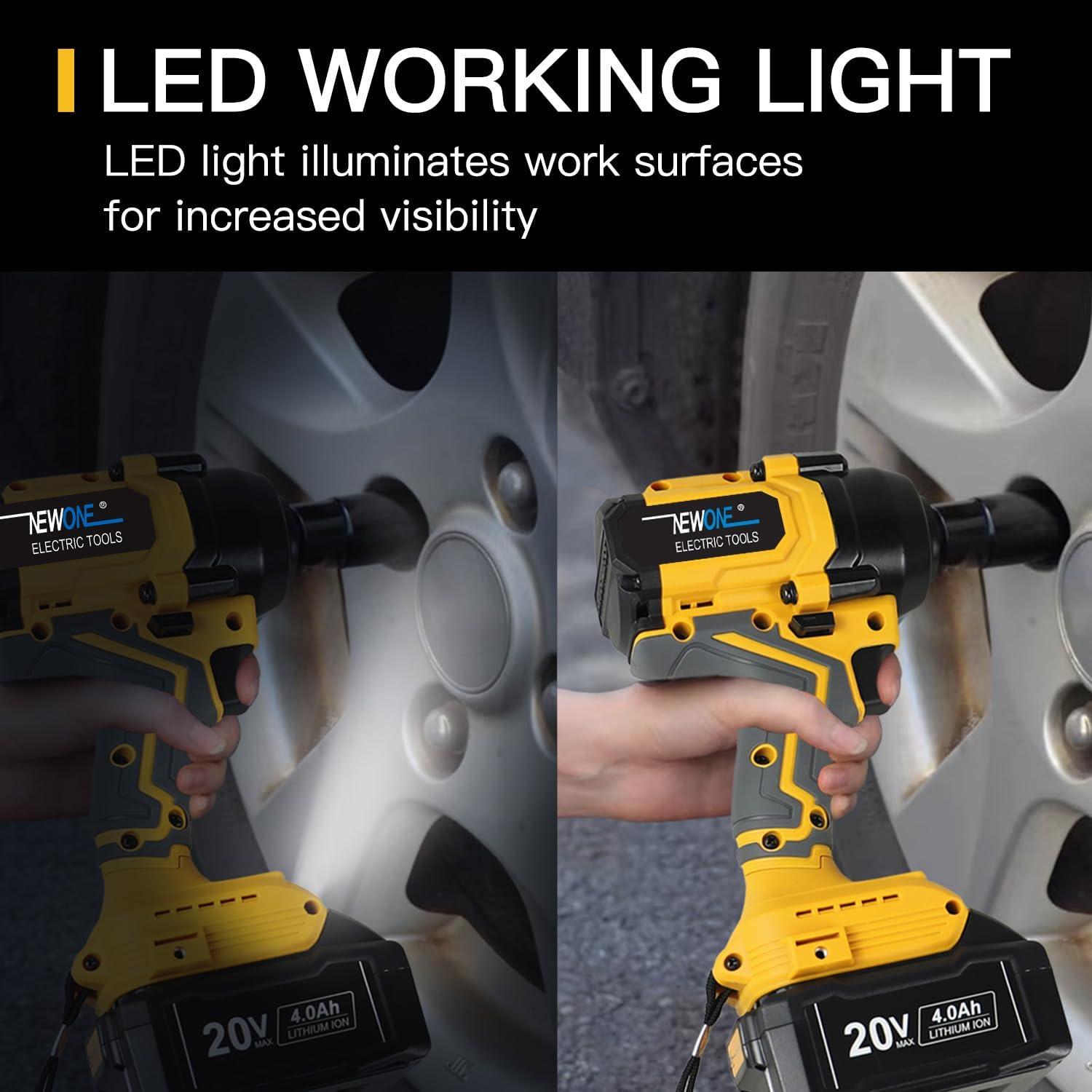 Llave de Impacto Eléctrica NEWONE 20V 1200N.m 1/2" con Batería 4.0Ah