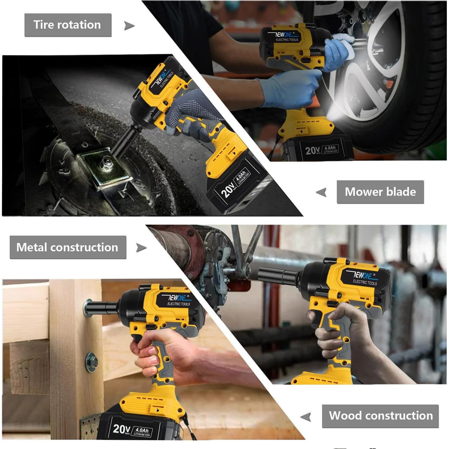 Llave de Impacto Eléctrica NEWONE 20V 1200N.m 1/2" con Batería 4.0Ah