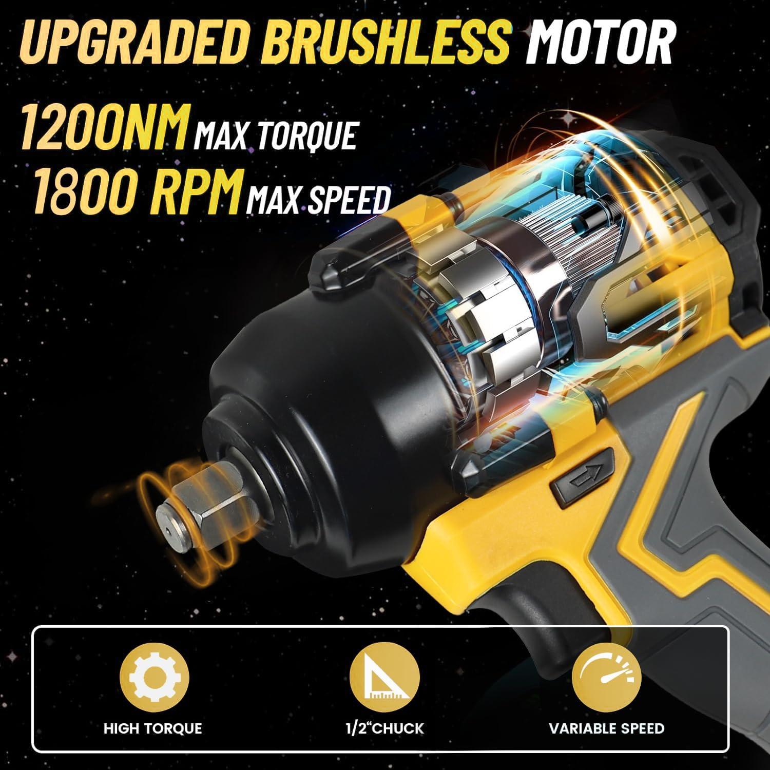 Llave de Impacto Eléctrica NEWONE 20V 1200N.m 1/2" con Batería 4.0Ah