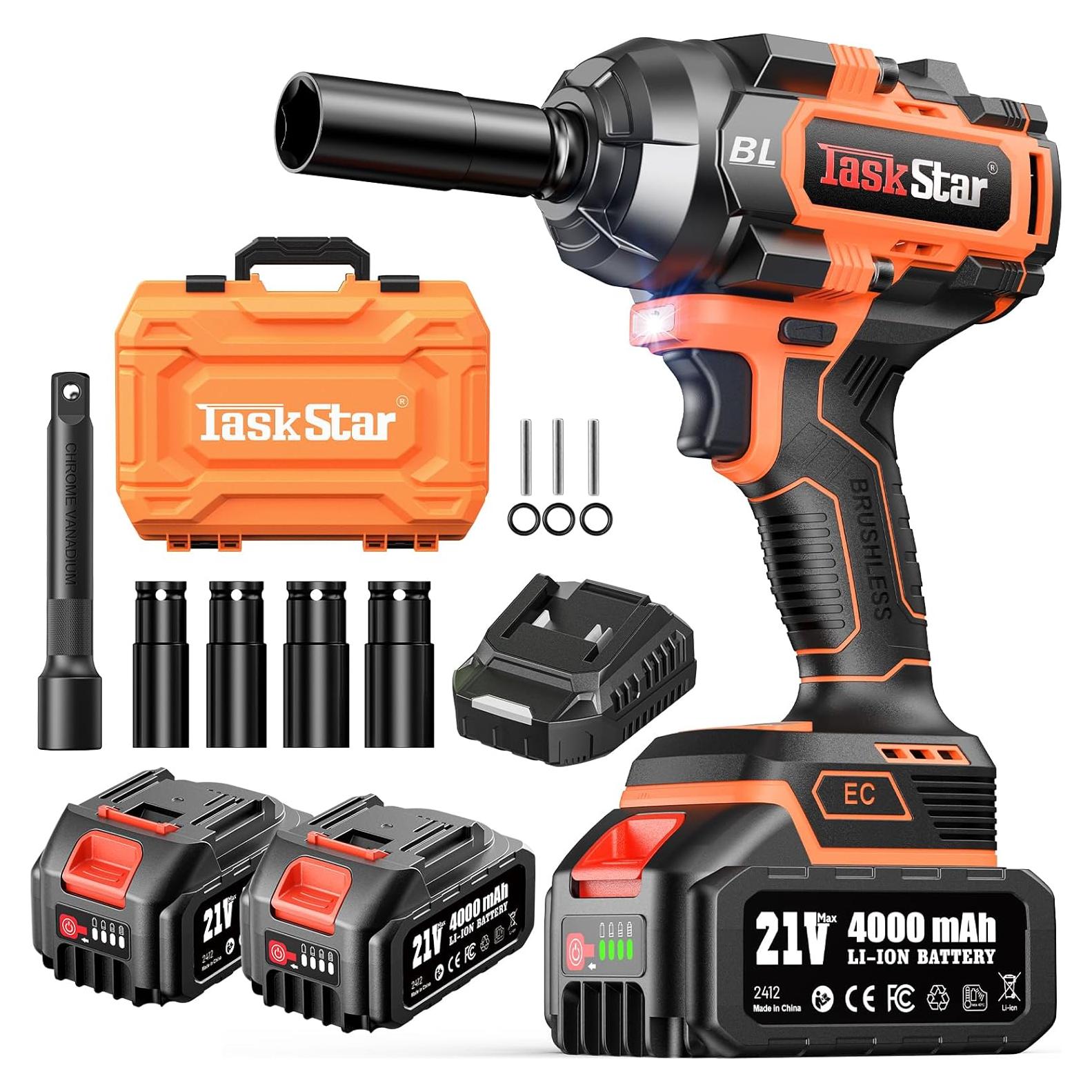 Llave de impacto inalámbrica TaskStar 1500 Nm con 2 baterías