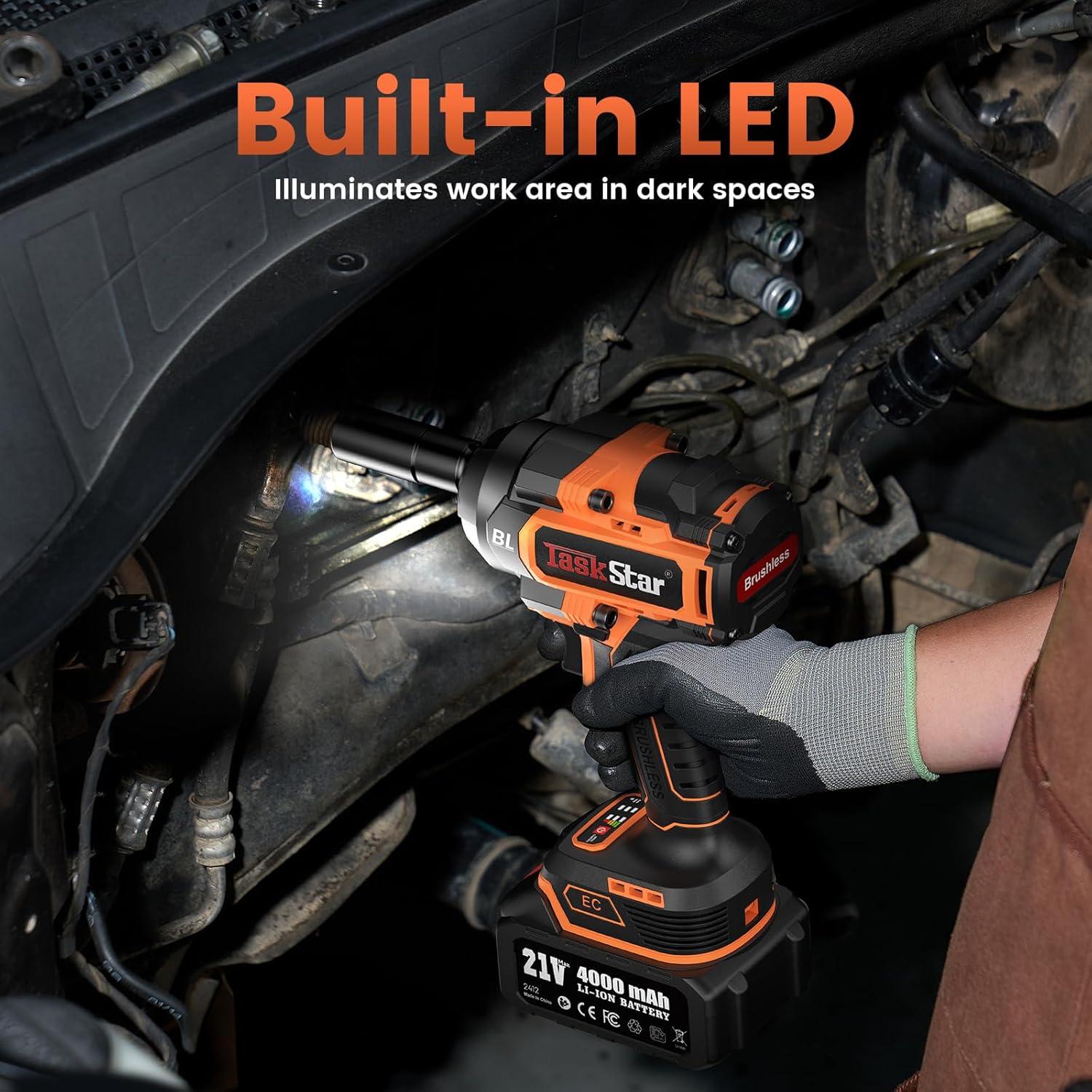 Llave de impacto inalámbrica TaskStar 1500 Nm con 2 baterías