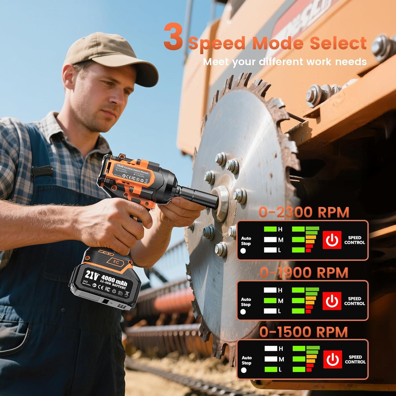 Llave de impacto inalámbrica TaskStar 1500 Nm con 2 baterías