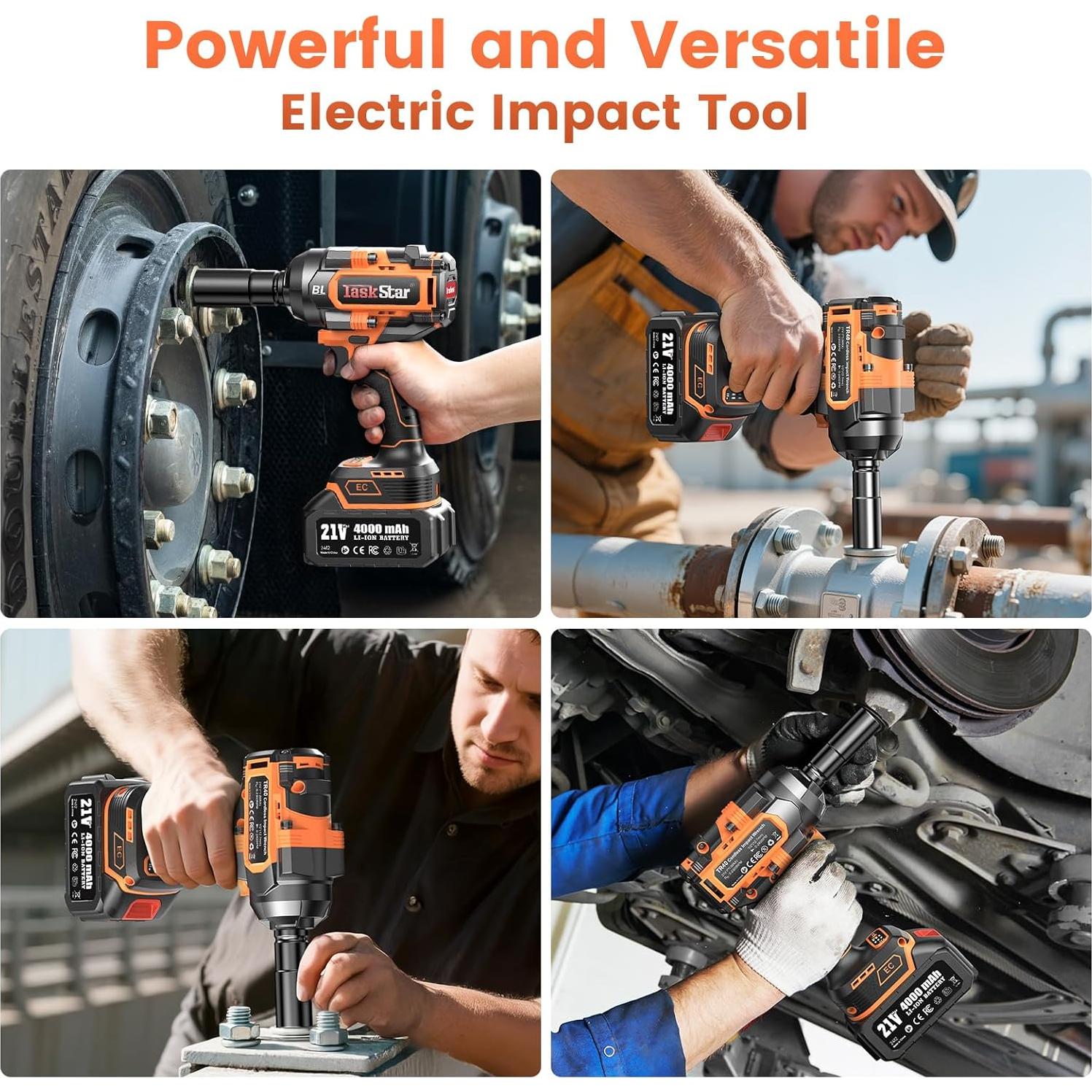 Llave de impacto inalámbrica TaskStar 1500 Nm con 2 baterías