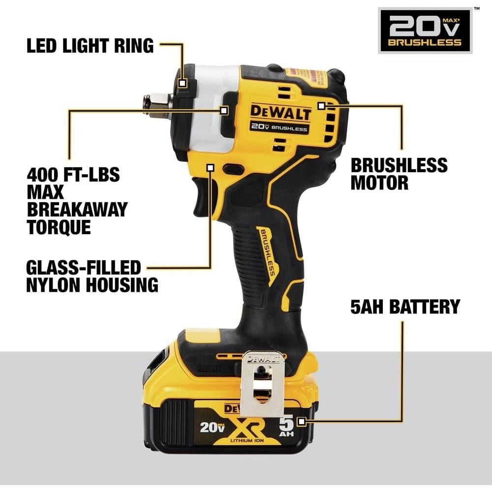 Llave de Impacto Inalámbrica DEWALT DCF911P2 20V 1/2" 339.8 Nm