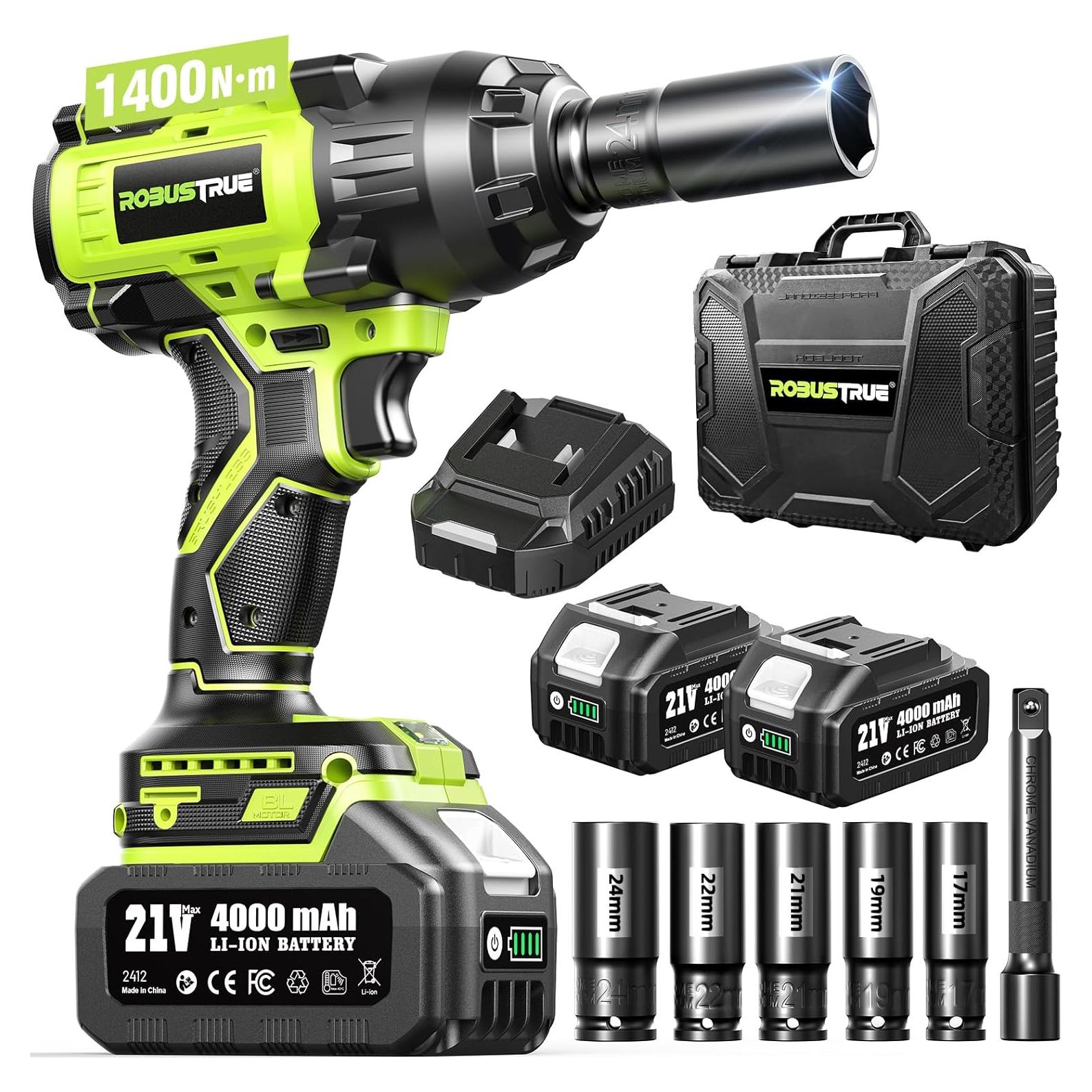 Llave de Impacto Inalámbrica Robustrue 1400N.m 1/2" 21V