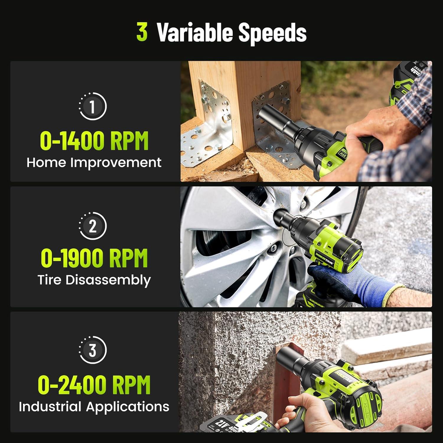 Llave de Impacto Inalámbrica Robustrue 1400N.m 1/2" 21V
